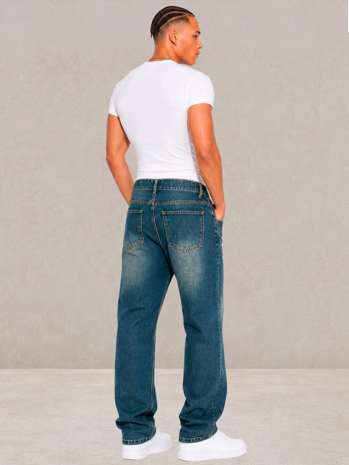 Jeans Caballero Recto Slim Fit Mezclilla Premium Hombre