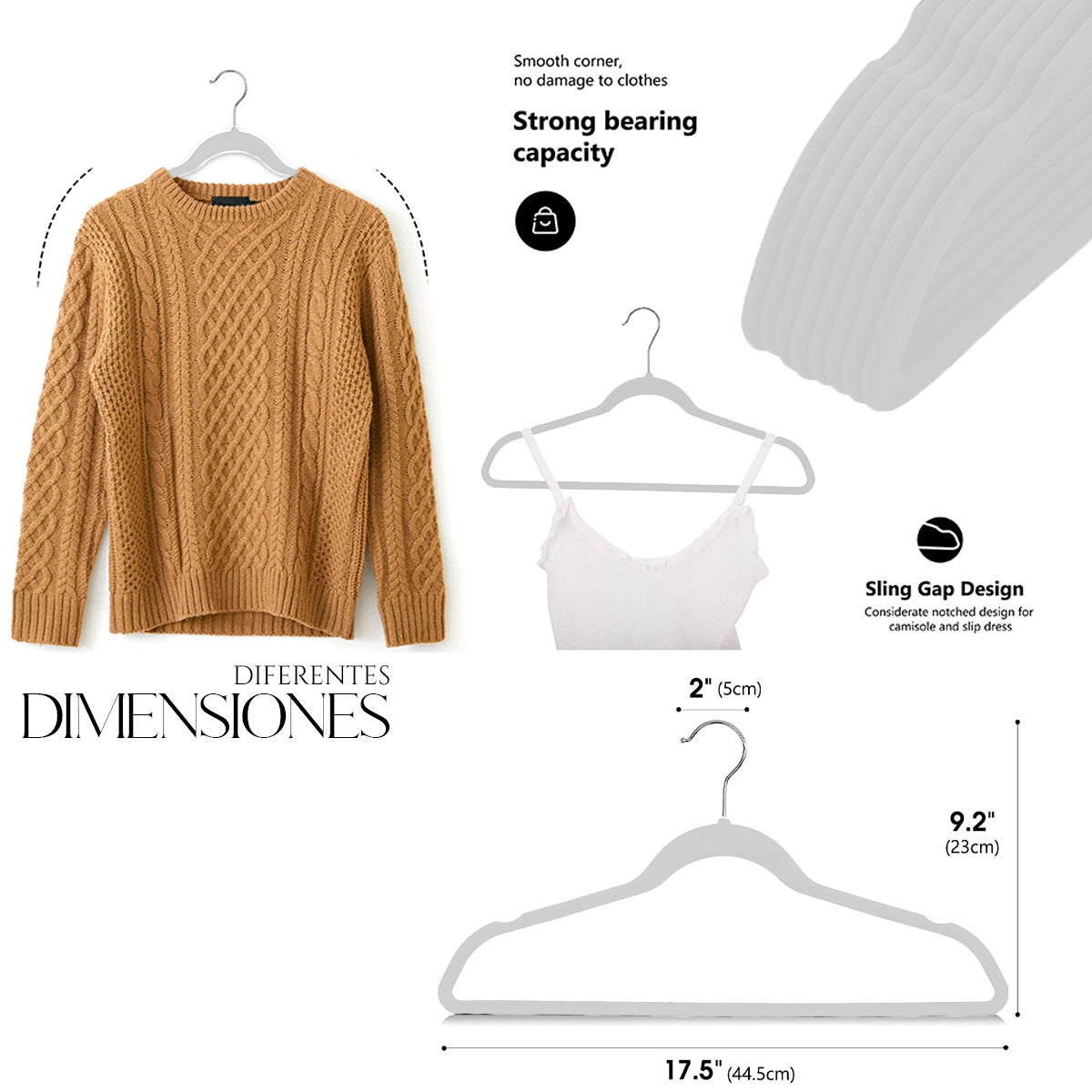 Ganchos Para Ropa Terciopelo Premium (50 pzas)