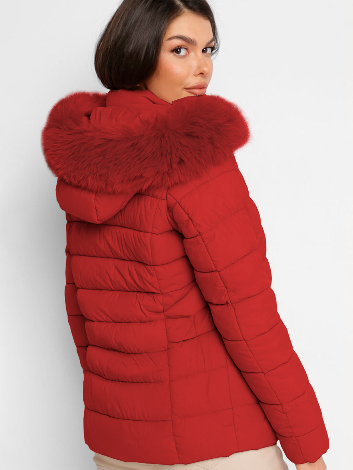 Chamarra Para Mujer Poliéster Cálido Con Cuello Tipo Piel