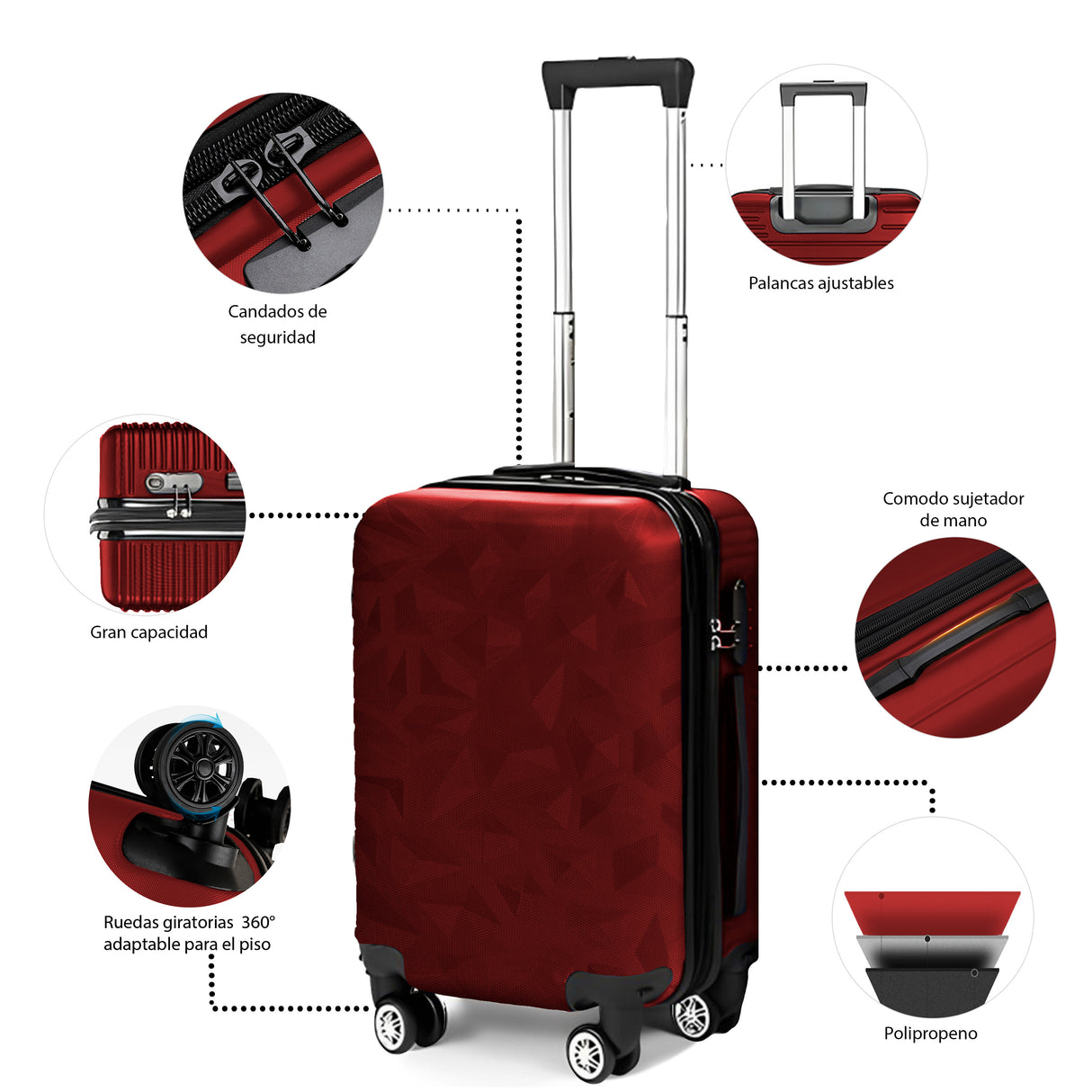 Maleta De Viaje De Mano A Bordo 20 Con Candado De Seguridad