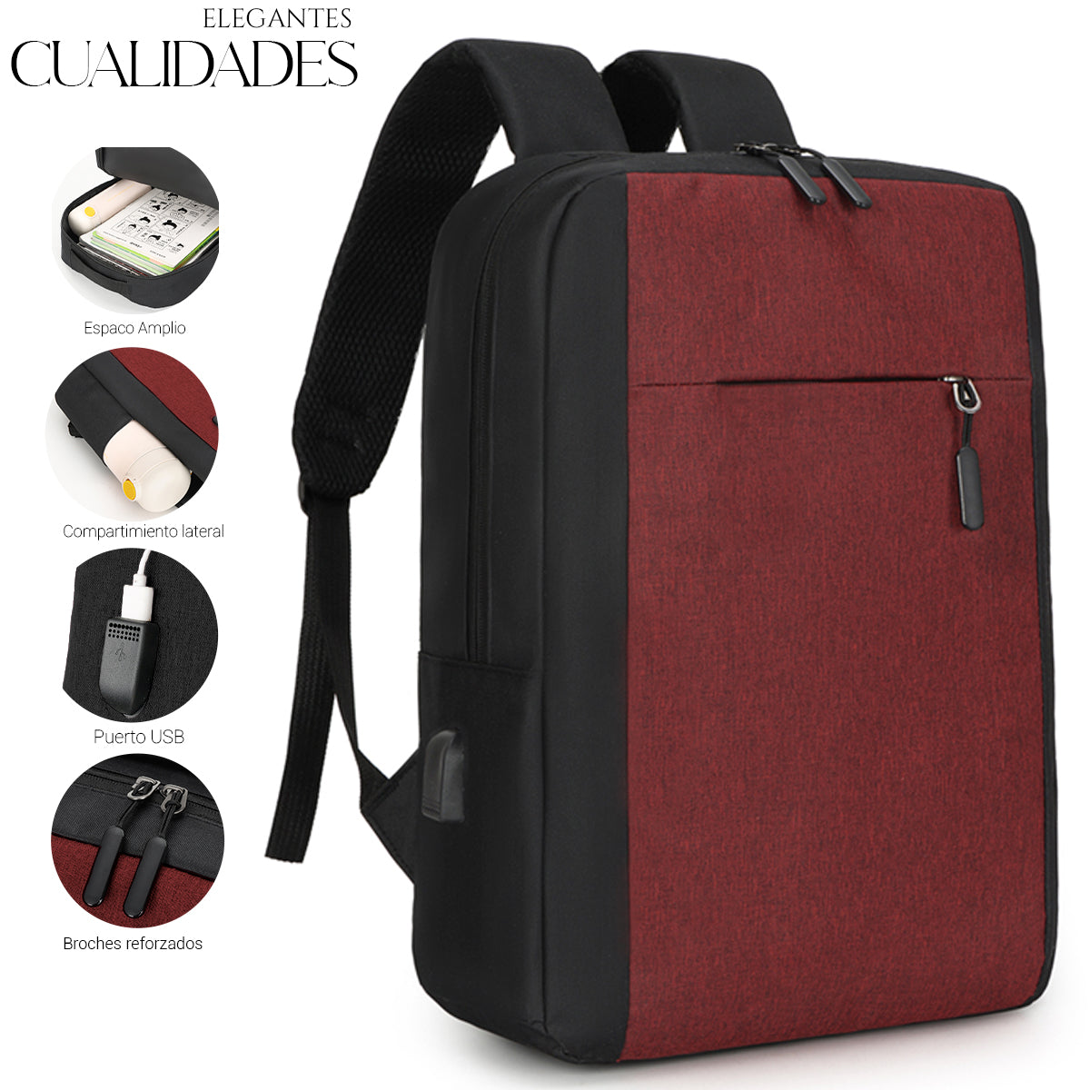 Mochila Backpack Impermeable Set De 3pzs Con Riñonera Y Puerto Usb