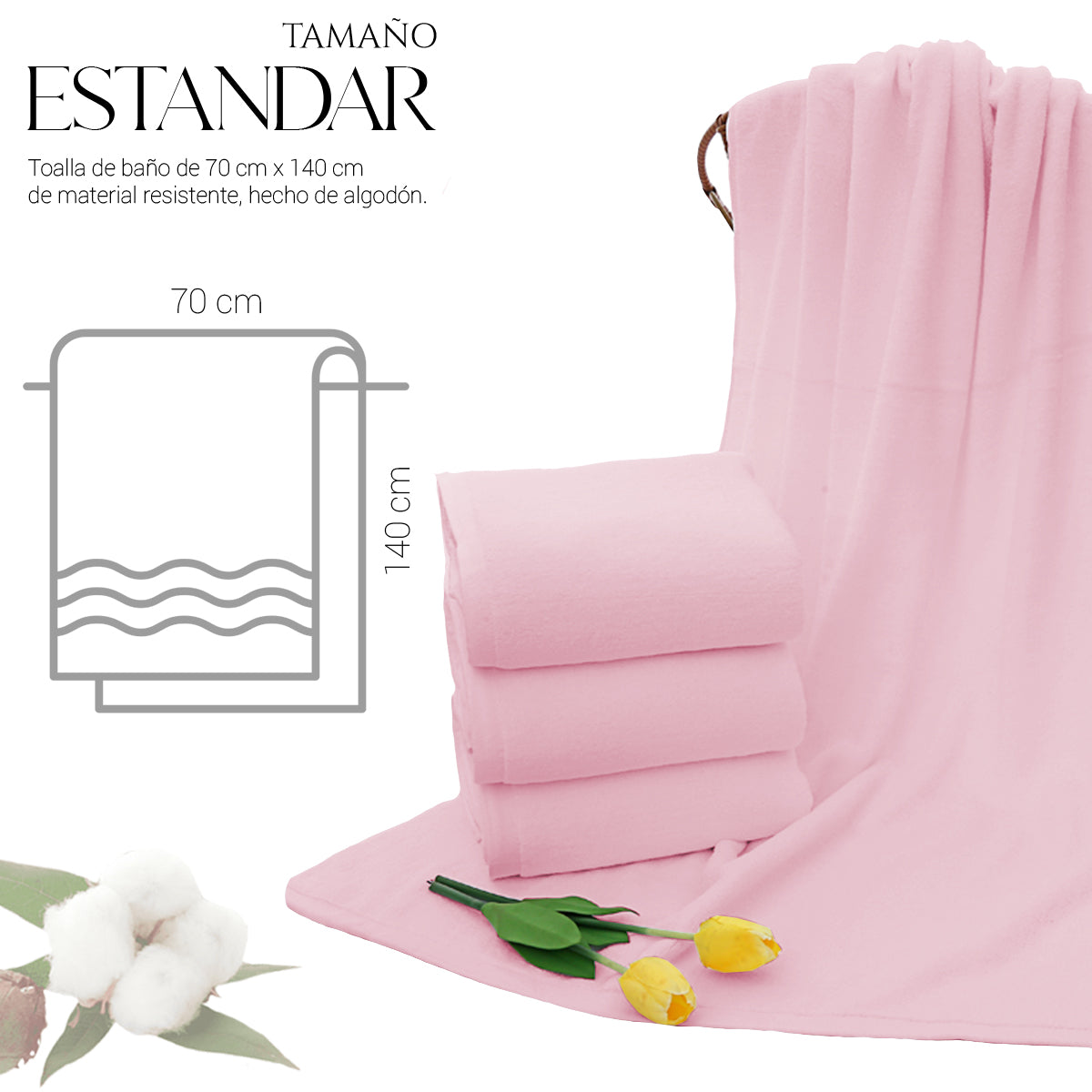 Toalla De Baño Grande Completo 100% Algodón Suave MAYOREO