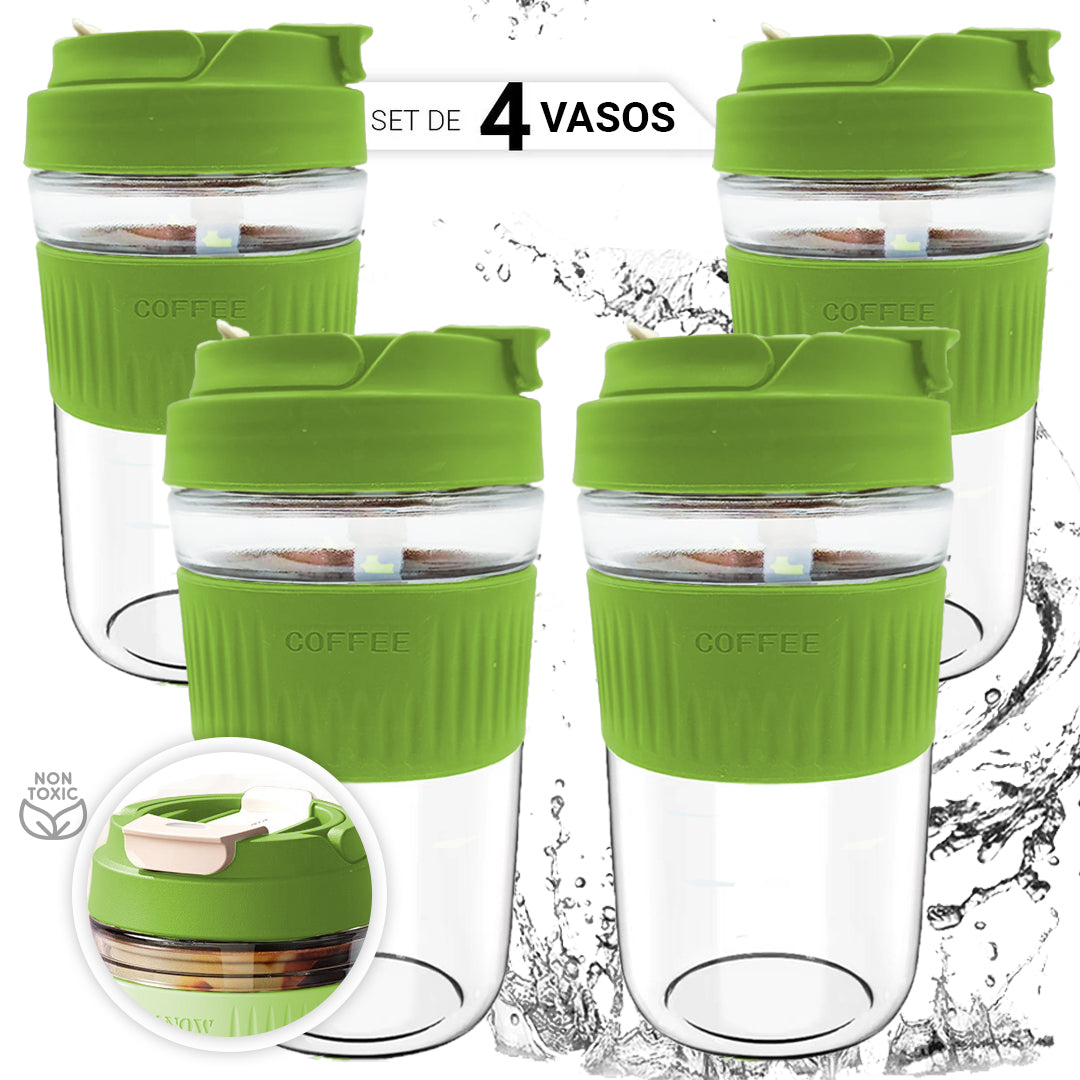 Set De Vasos (4pzas) Termo Portátil Antiderrame