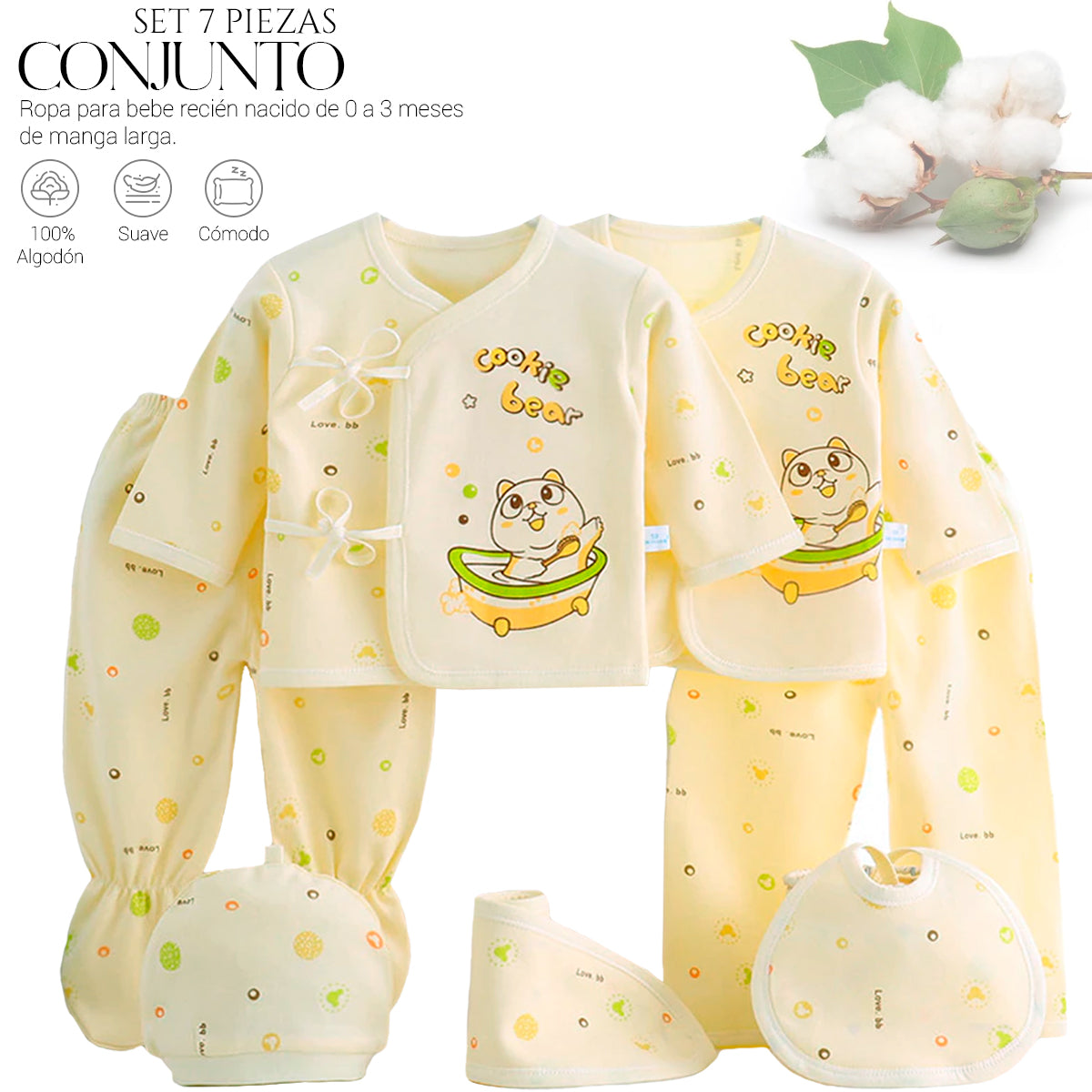 Set De Ropa Recién Nacido 0-3 Meses (7Pzas)