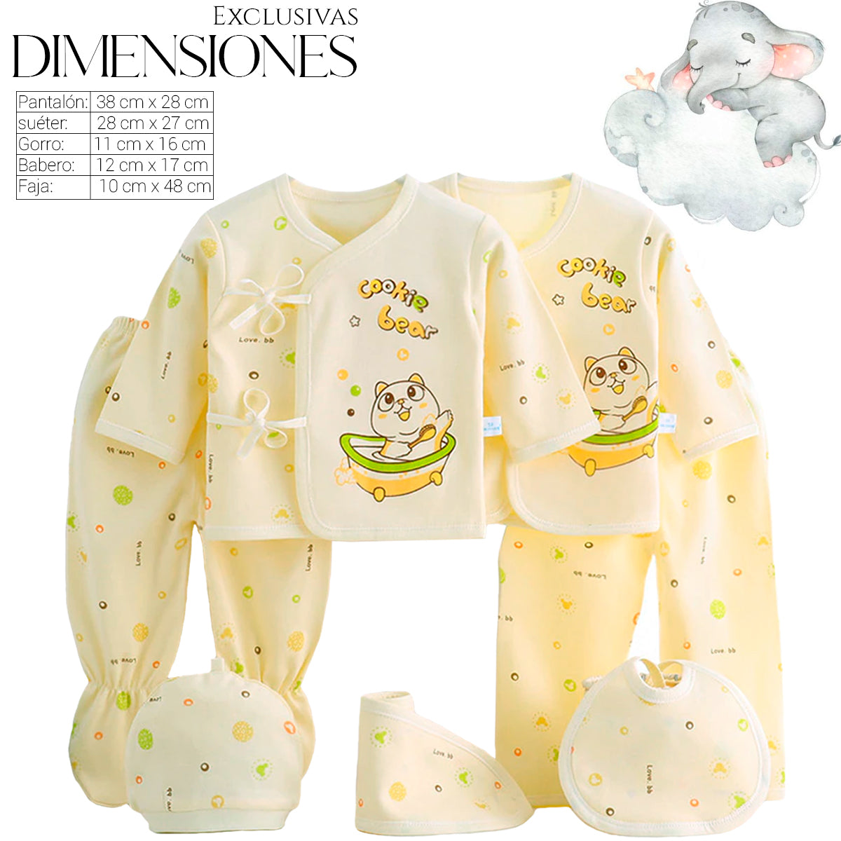 Set De Ropa Recién Nacido 0-3 Meses (7Pzas)