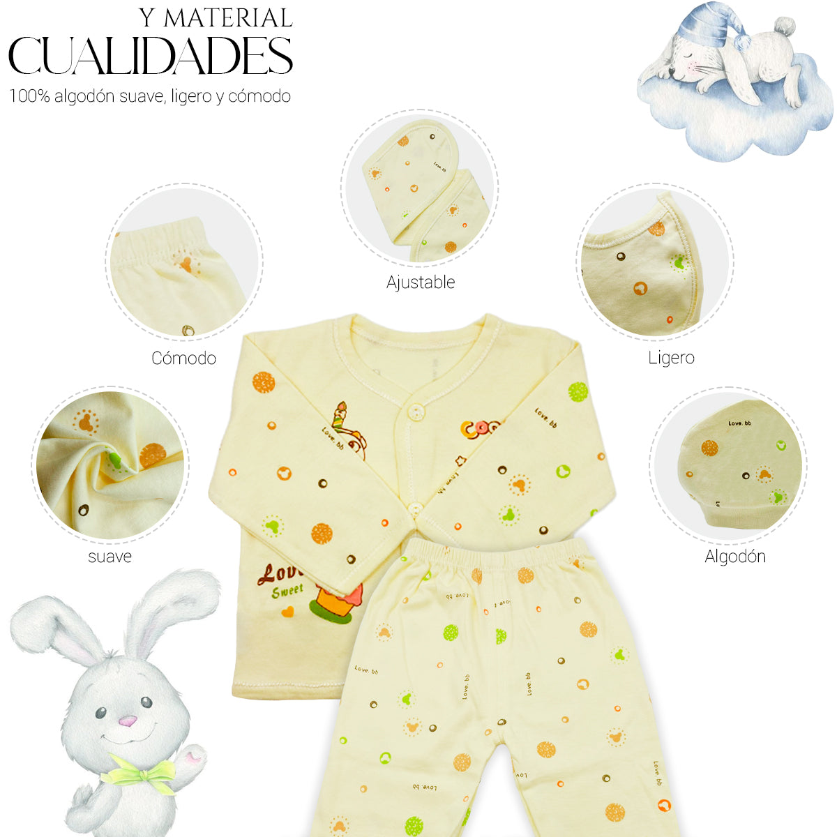 Set De Ropa Recién Nacido 0-3 Meses (7Pzas)