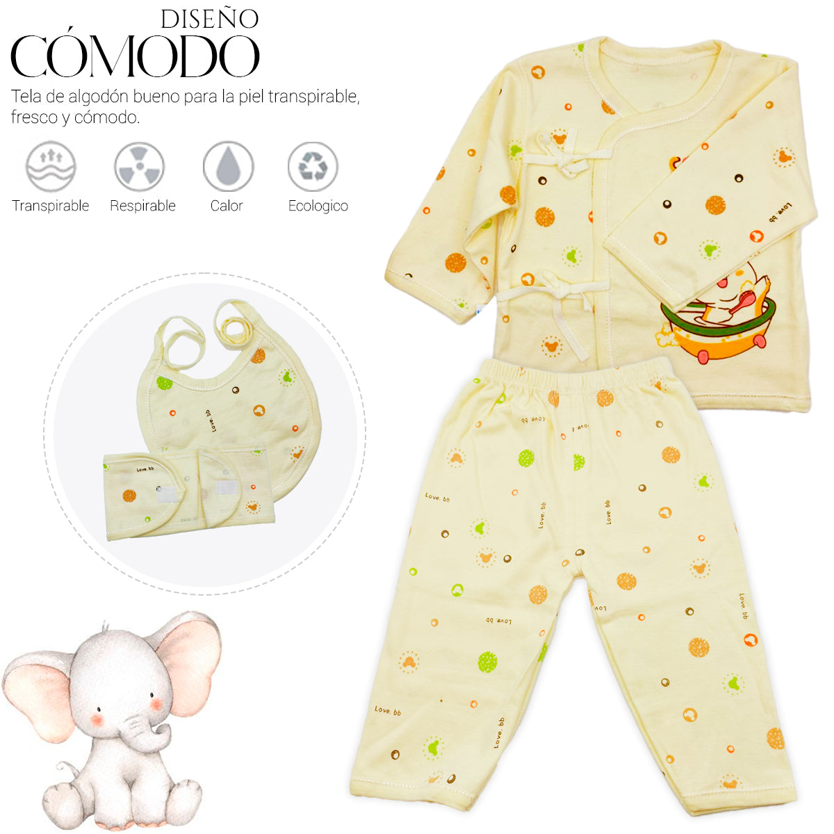 Set De Ropa Recién Nacido 0-3 Meses (7Pzas)