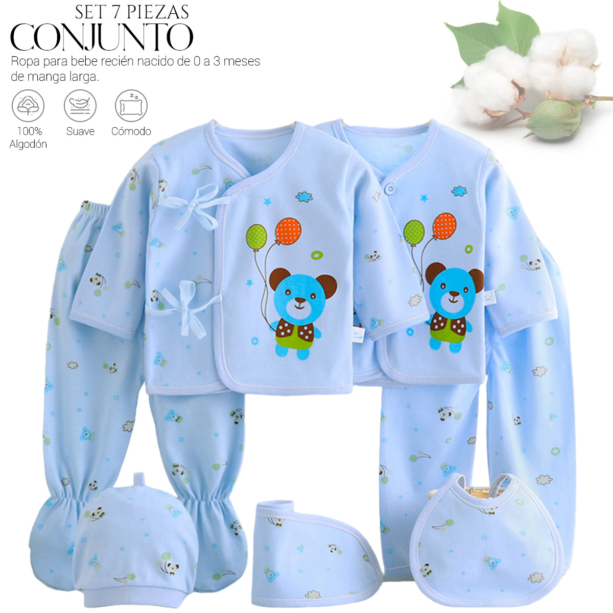 Set De Ropa Recién Nacido 0-3 Meses (7Pzas)