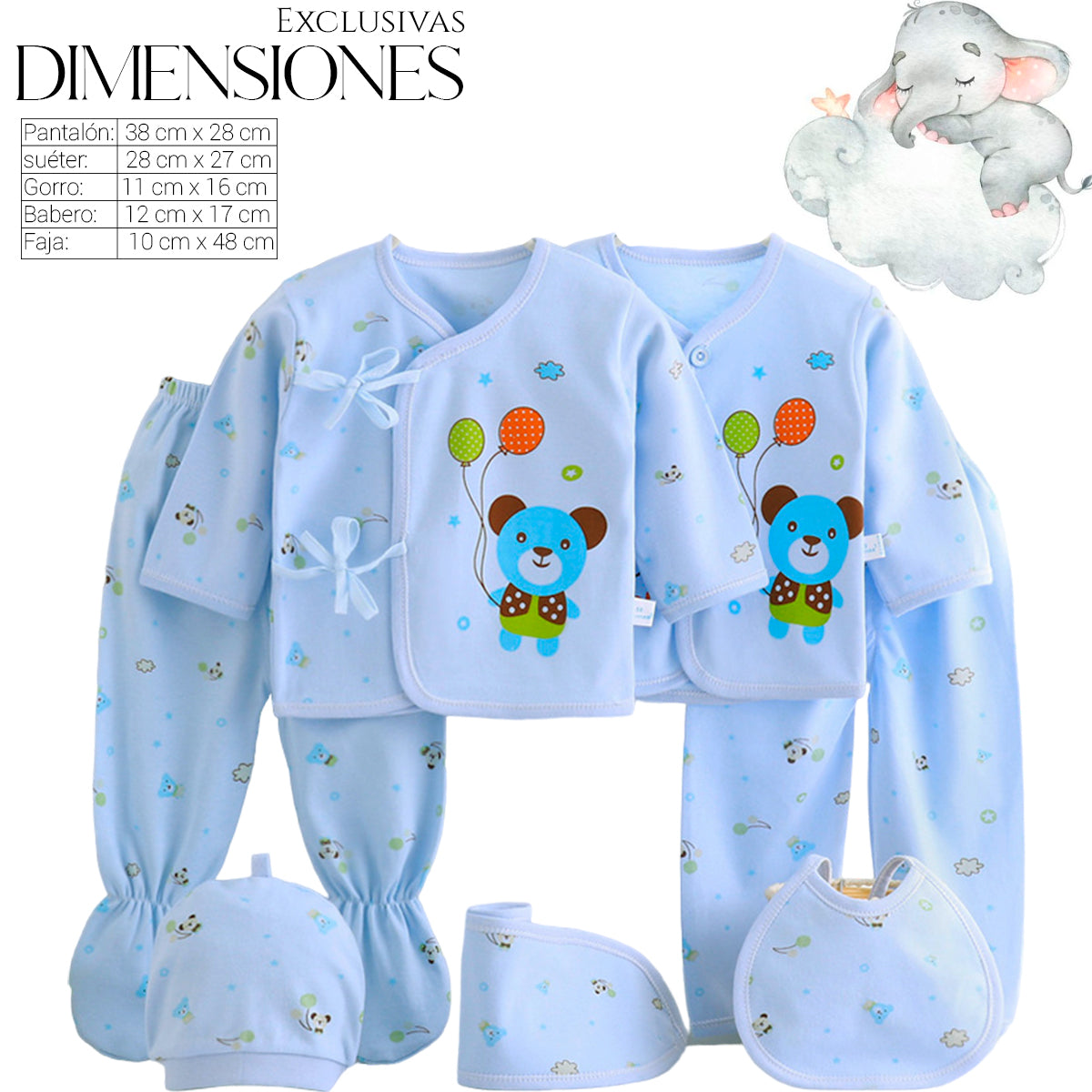 Set De Ropa Recién Nacido 0-3 Meses (7Pzas)