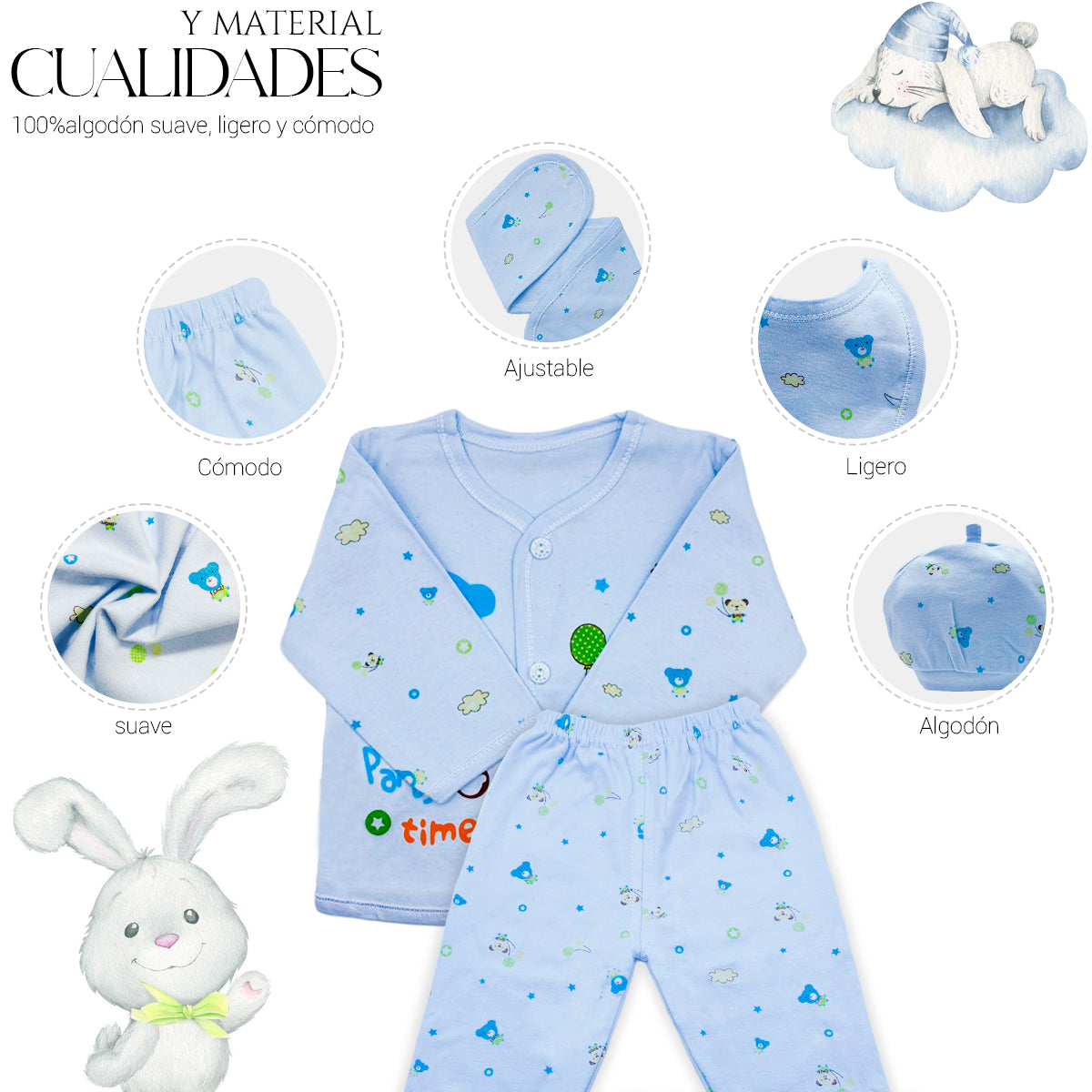 Set De Ropa Recién Nacido 0-3 Meses (7Pzas)