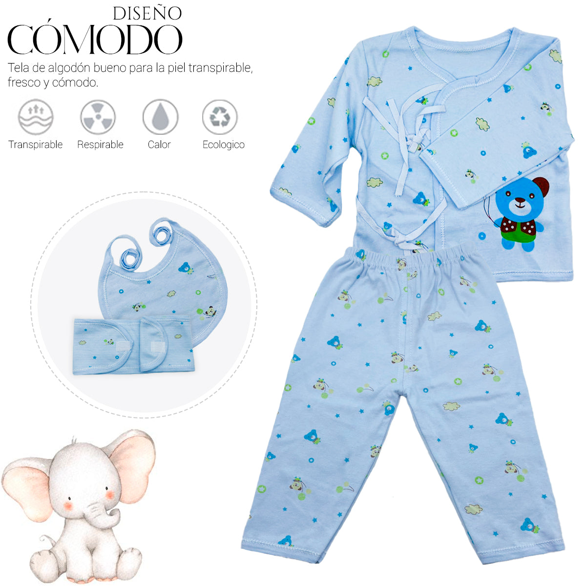 Set De Ropa Recién Nacido 0-3 Meses (7Pzas)