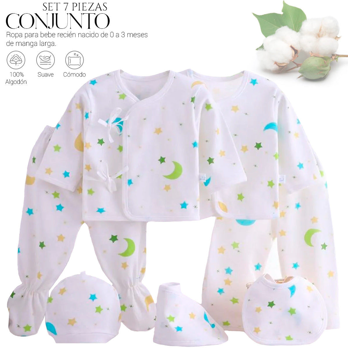 Set De Ropa Recién Nacido 0-3 Meses (7Pzas)