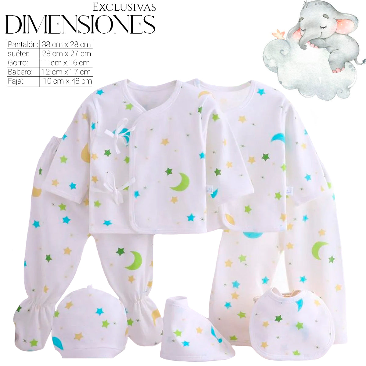 Set De Ropa Recién Nacido 0-3 Meses (7Pzas)