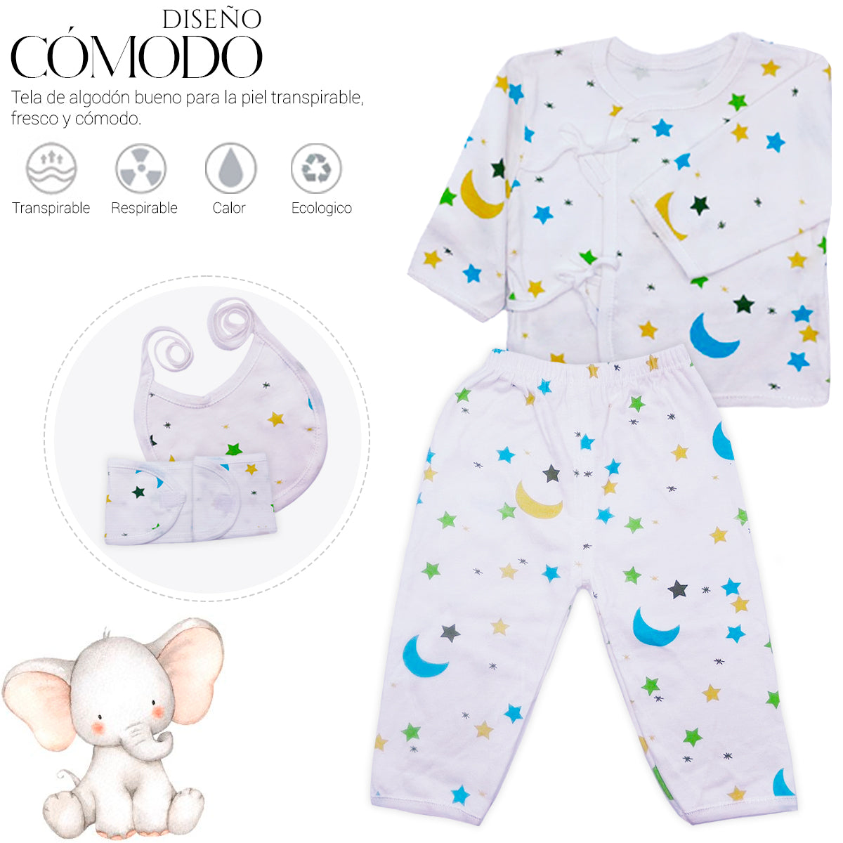 Set De Ropa Recién Nacido 0-3 Meses (7Pzas)