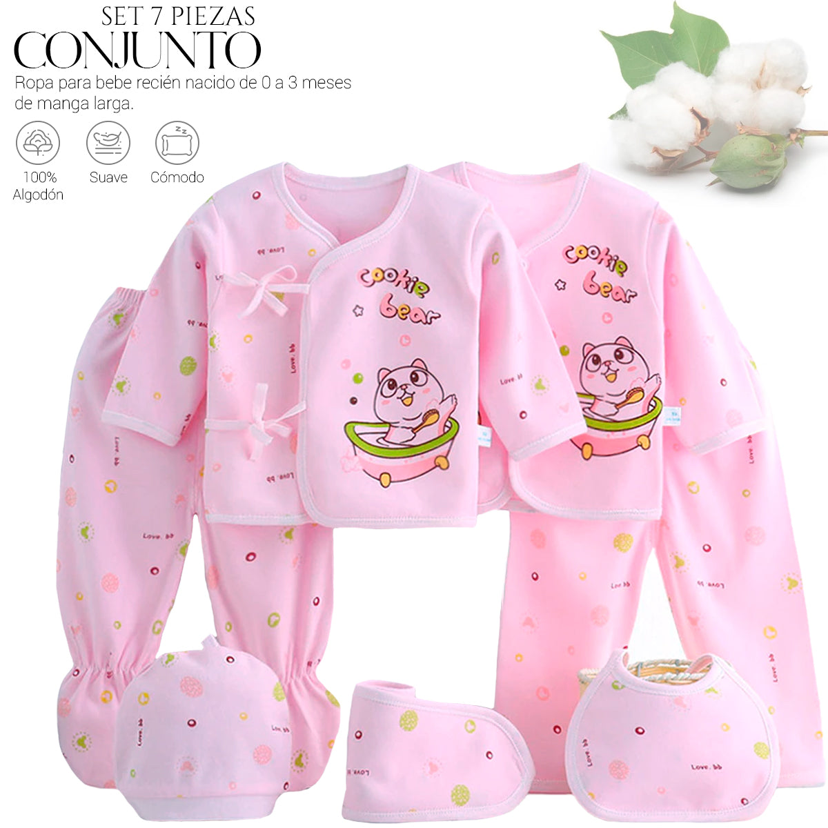 Set De Ropa Recién Nacido 0-3 Meses (7Pzas)