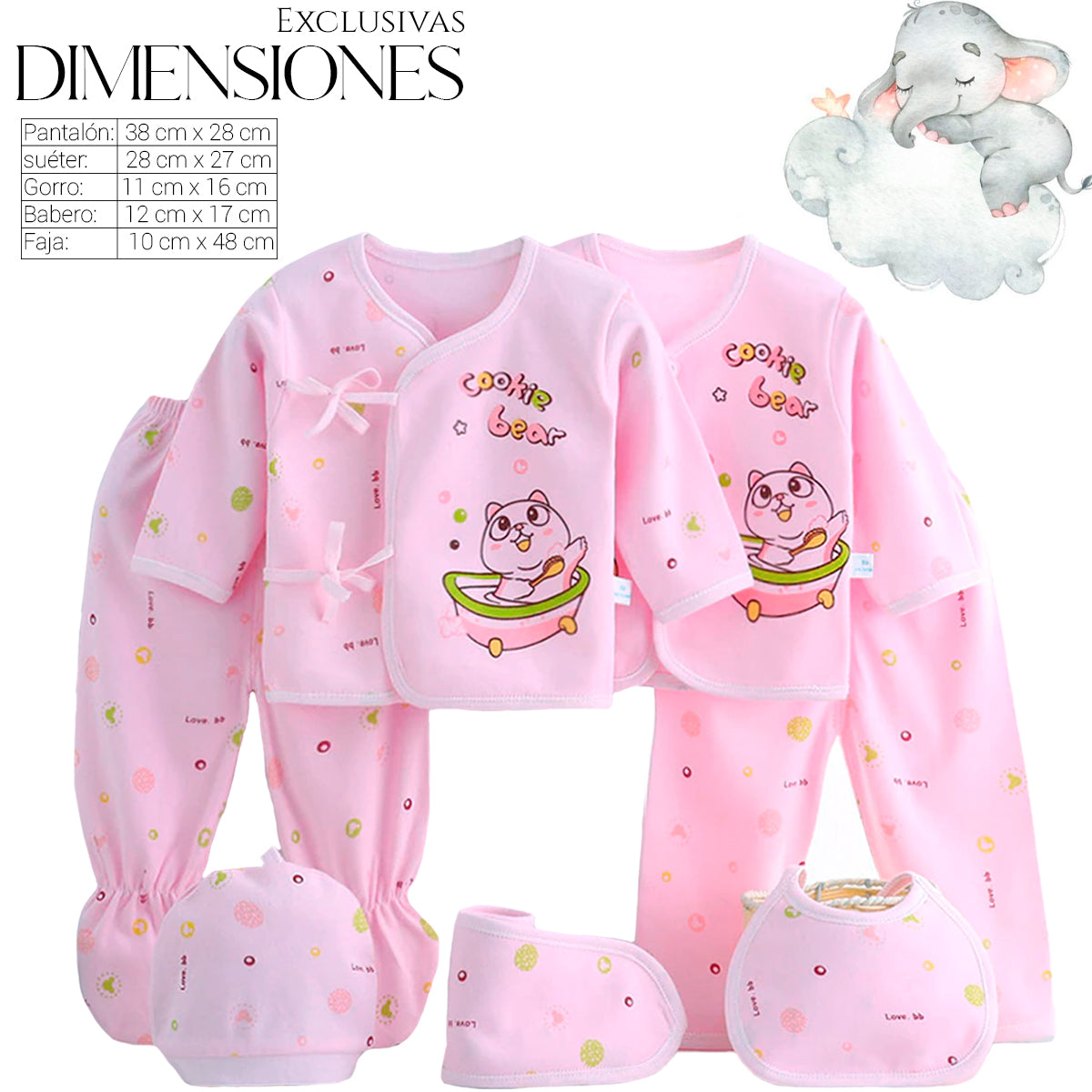 Set De Ropa Recién Nacido 0-3 Meses (7Pzas)