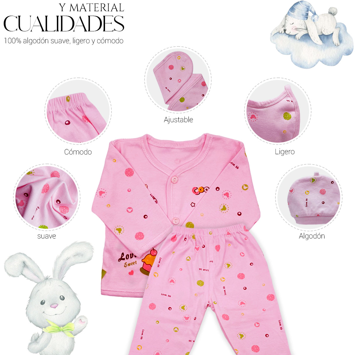 Set De Ropa Recién Nacido 0-3 Meses (7Pzas)