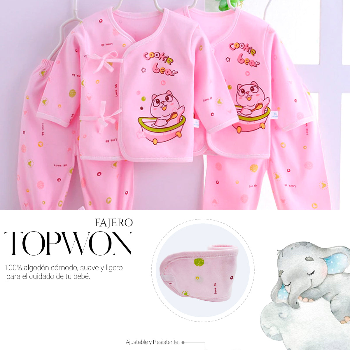 Set De Ropa Recién Nacido 0-3 Meses (7Pzas)