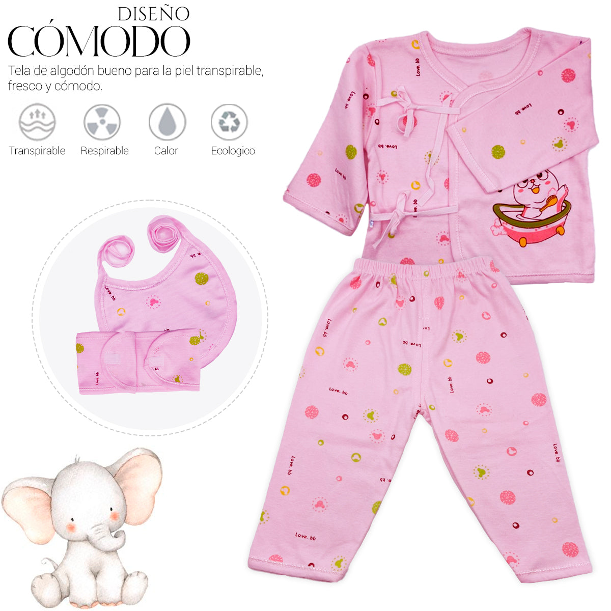 Set De Ropa Recién Nacido 0-3 Meses (7Pzas)