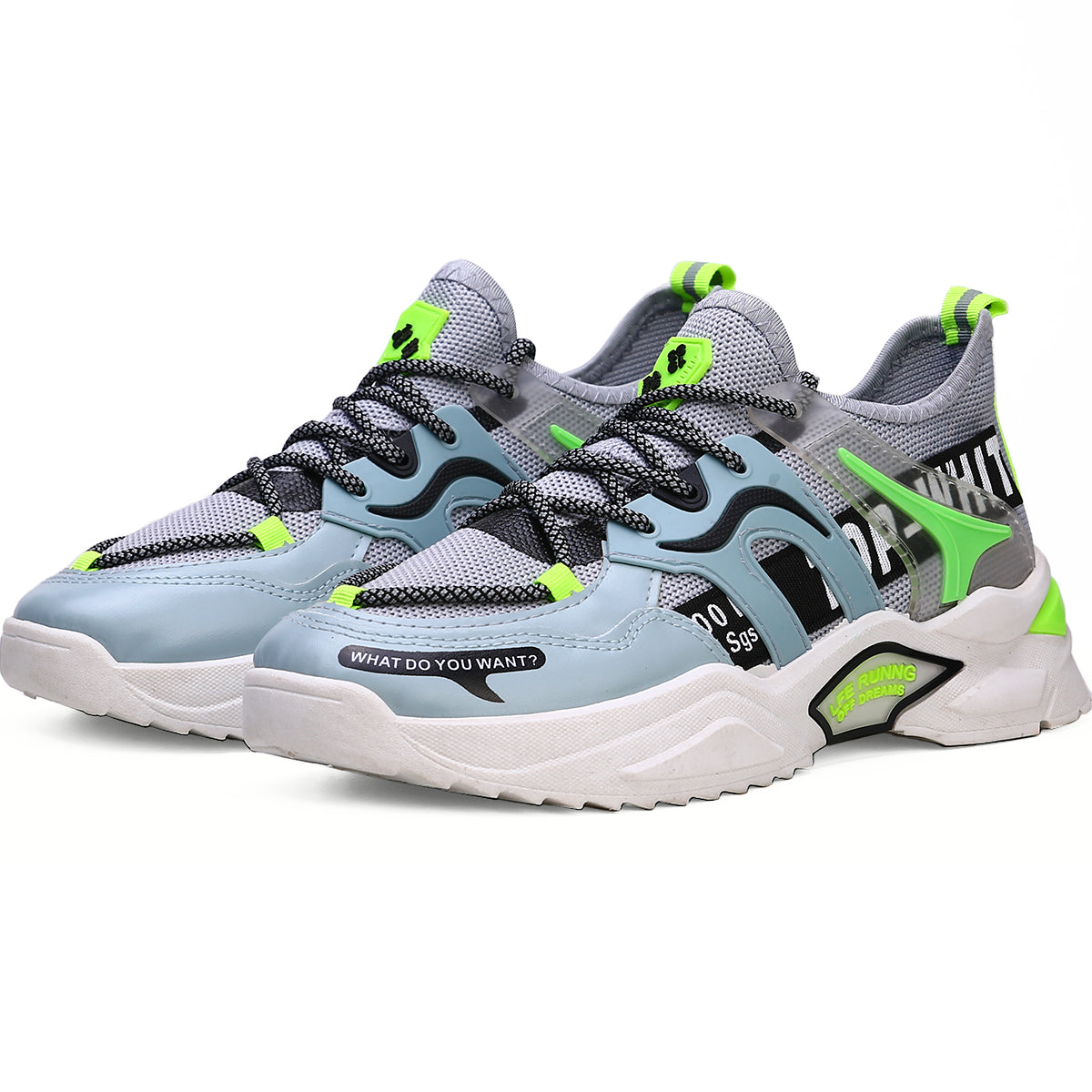 Zapatillas casuales versatiles con cordones, Zapatillas para hombre adecuadas para el deporte, Tenis de malla transpirable con suela liviana