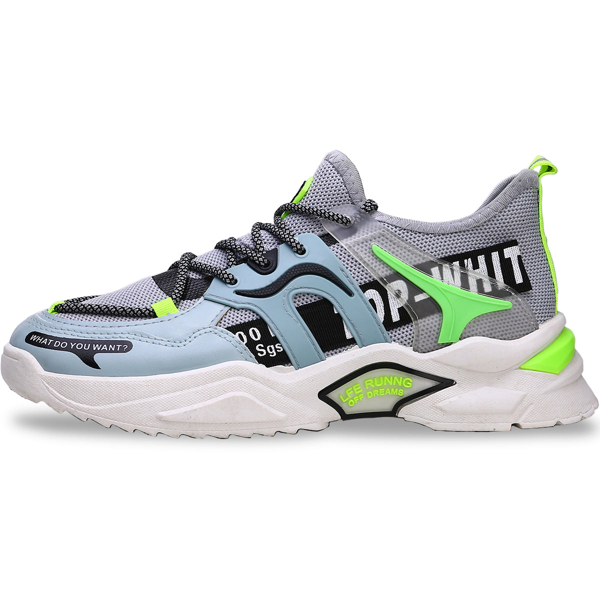 Zapatillas casuales versatiles con cordones, Zapatillas para hombre adecuadas para el deporte, Tenis de malla transpirable con suela liviana