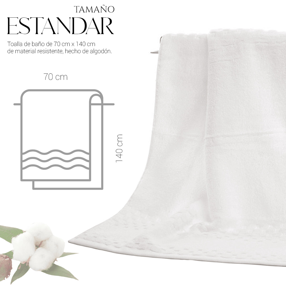 Toalla De Baño Grande Completo 100% Algodón Suave