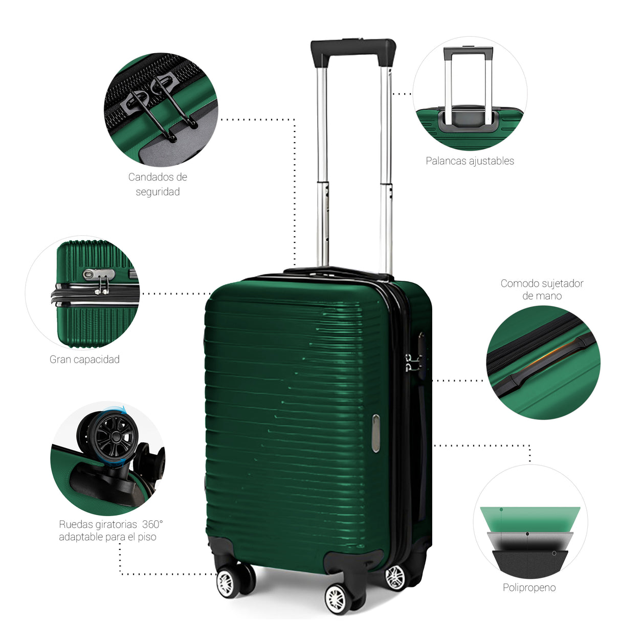 Maleta de Viaje de Mano A Bordo Con Candado De Seguridad