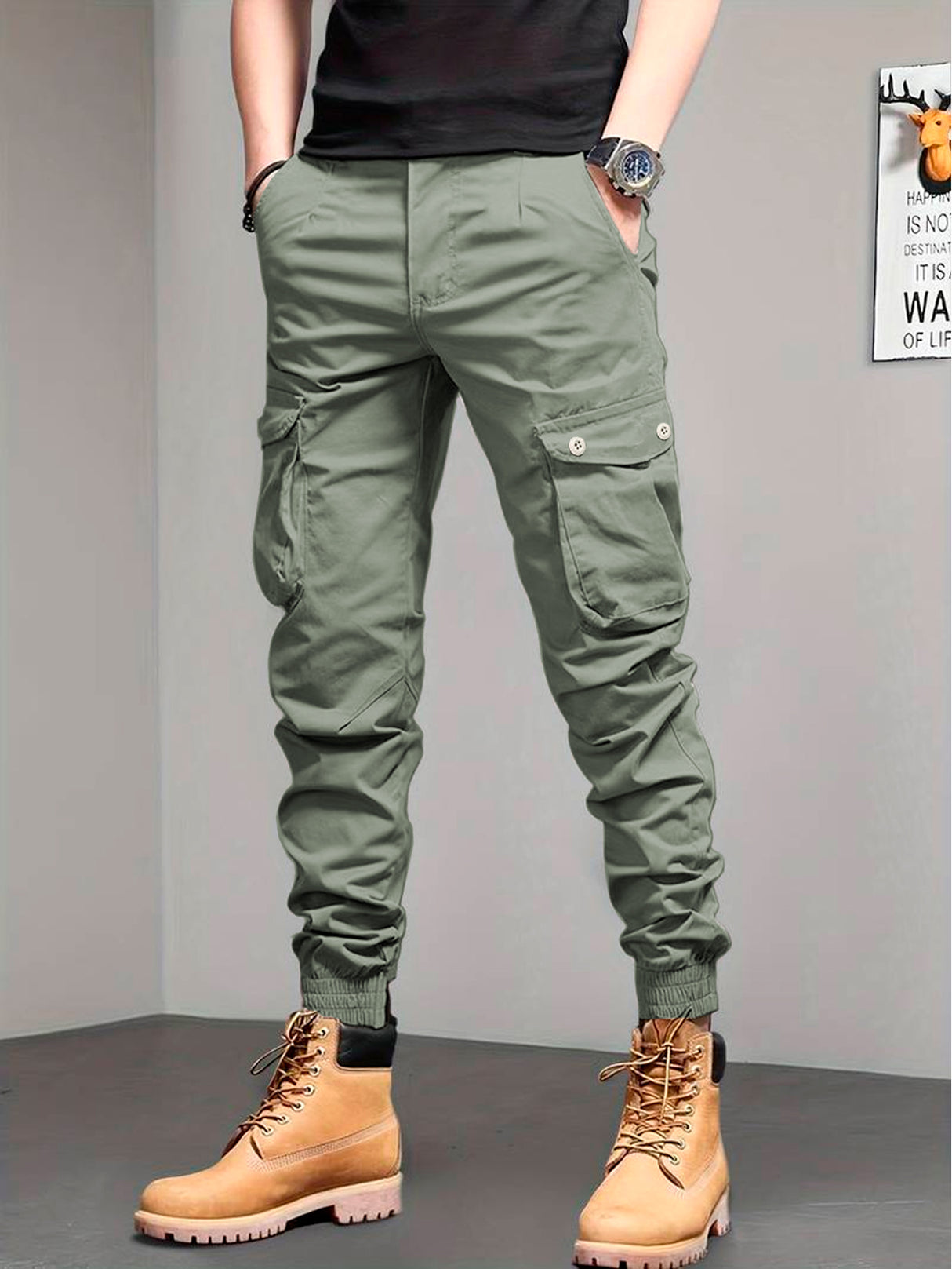 Pantalones Cargo Skinny para Hombre Pantalon tipo Cargo con Bolsas Laterales Mayoreo