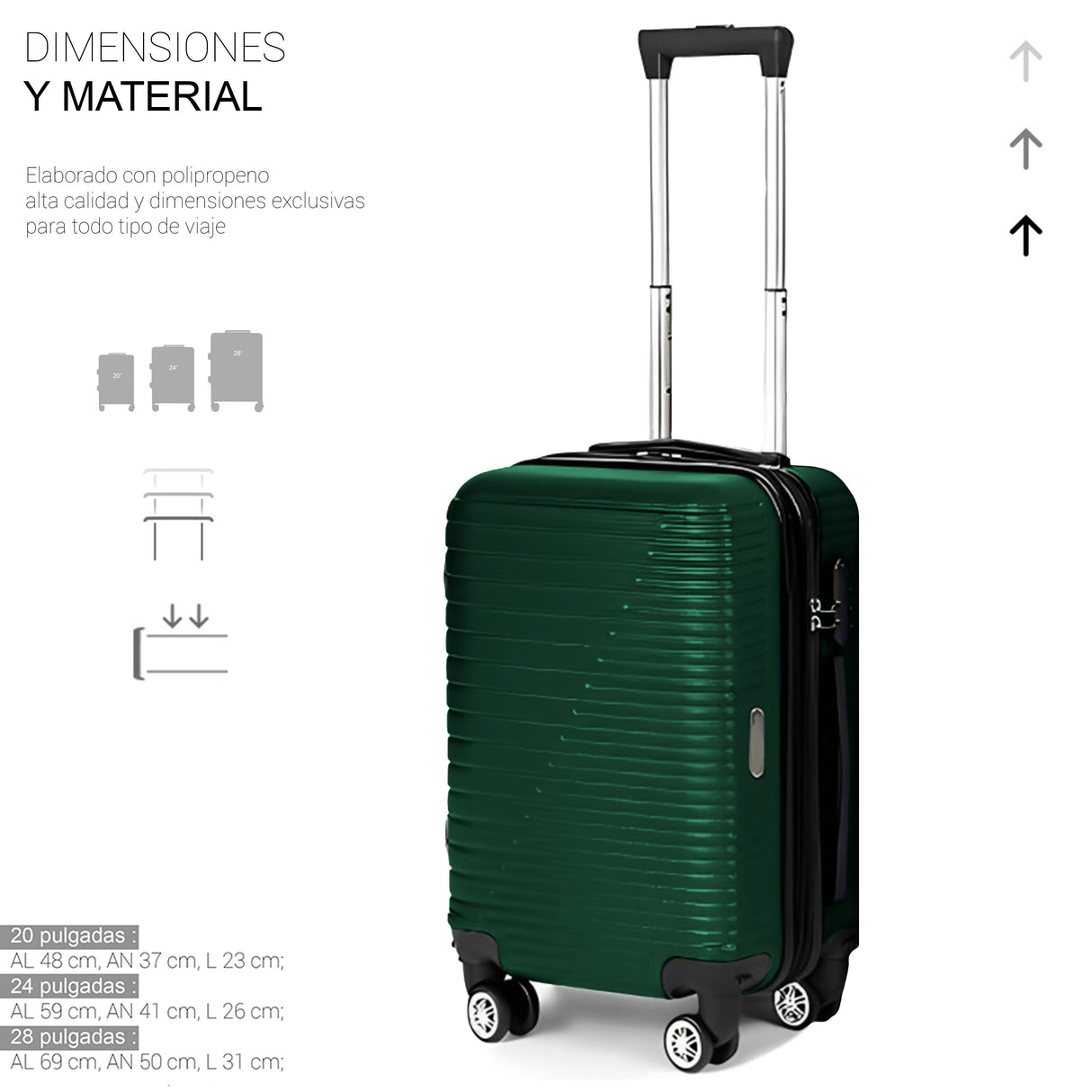 Maleta de Viaje de Mano A Bordo Con Candado De Seguridad