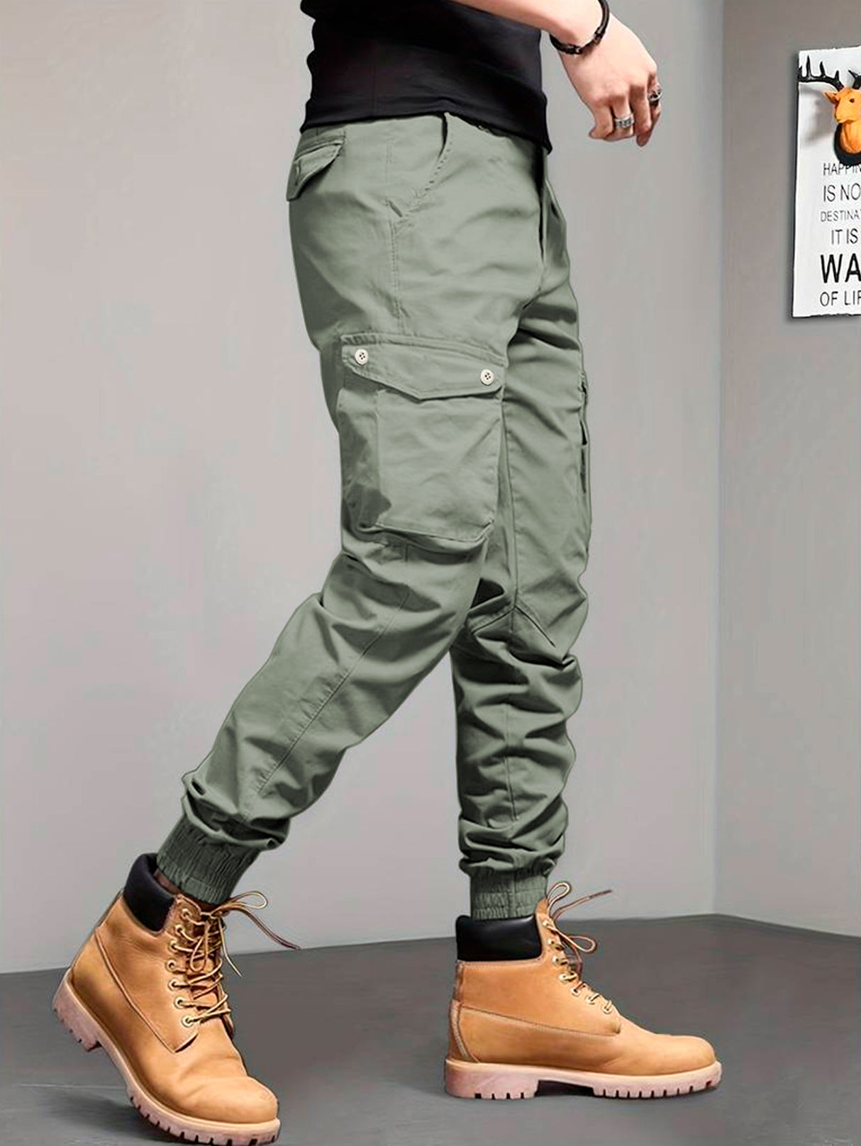 Pantalones Cargo Skinny para Hombre Pantalon tipo Cargo con Bolsas Laterales Mayoreo