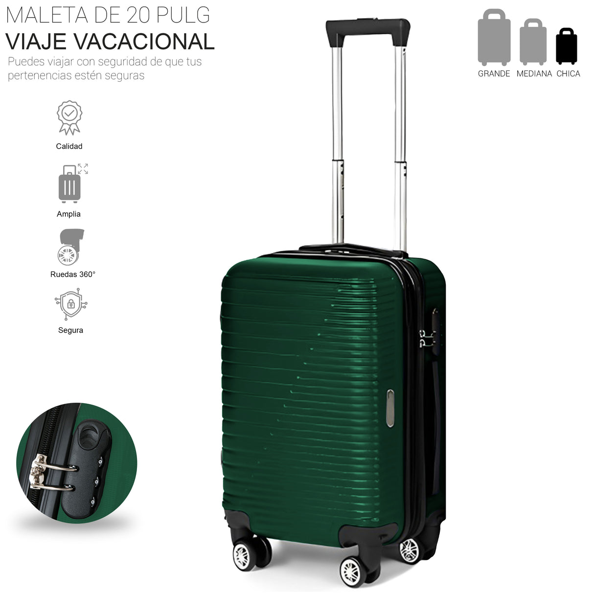 Maleta de Viaje de Mano A Bordo Con Candado De Seguridad