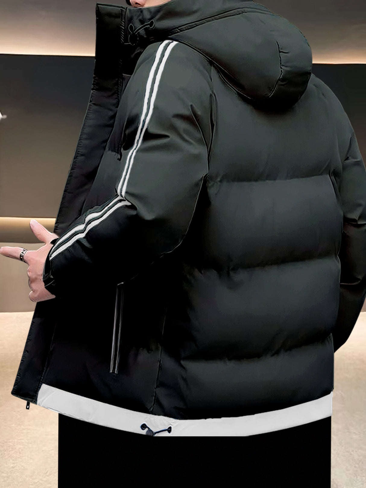 Chamarra para Hombre Impermeable de Invierno, Moderna, Cierre con Capucha, Estilo Casual, Cálida.