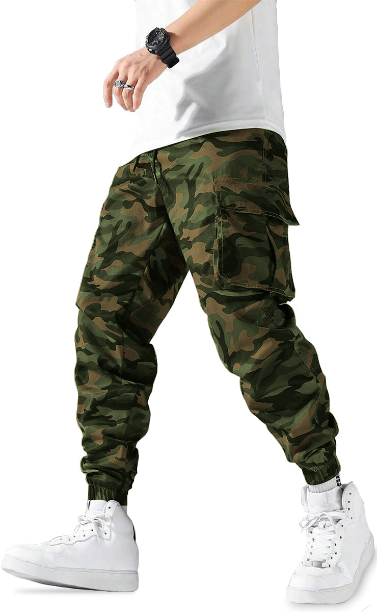 Pantalón Cargo para Hombre Pantalon con Camuflaje Bolsas Laterales Multi-Bolsillos Tacticos