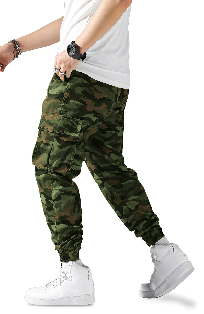 Pantalón Cargo para Hombre Pantalon con Camuflaje Bolsas Laterales Multi-Bolsillos Tacticos