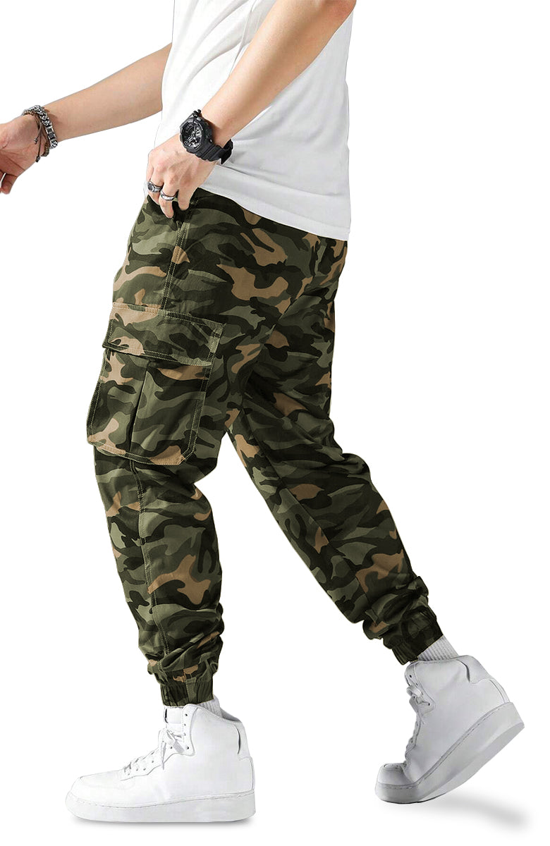 Pantalón Cargo para Hombre Pantalon con Camuflaje Bolsas Laterales Multi-Bolsillos Tacticos