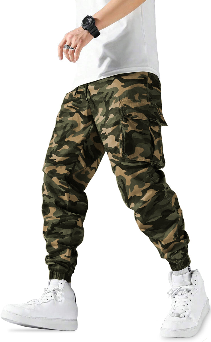 Pantalón Cargo para Hombre Pantalon con Camuflaje Bolsas Laterales Multi-Bolsillos Tacticos