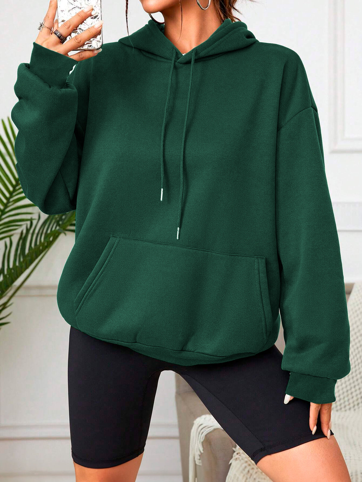 Sudadera con Capucha para Mujer Manga Larga Hoodie sin Cierre