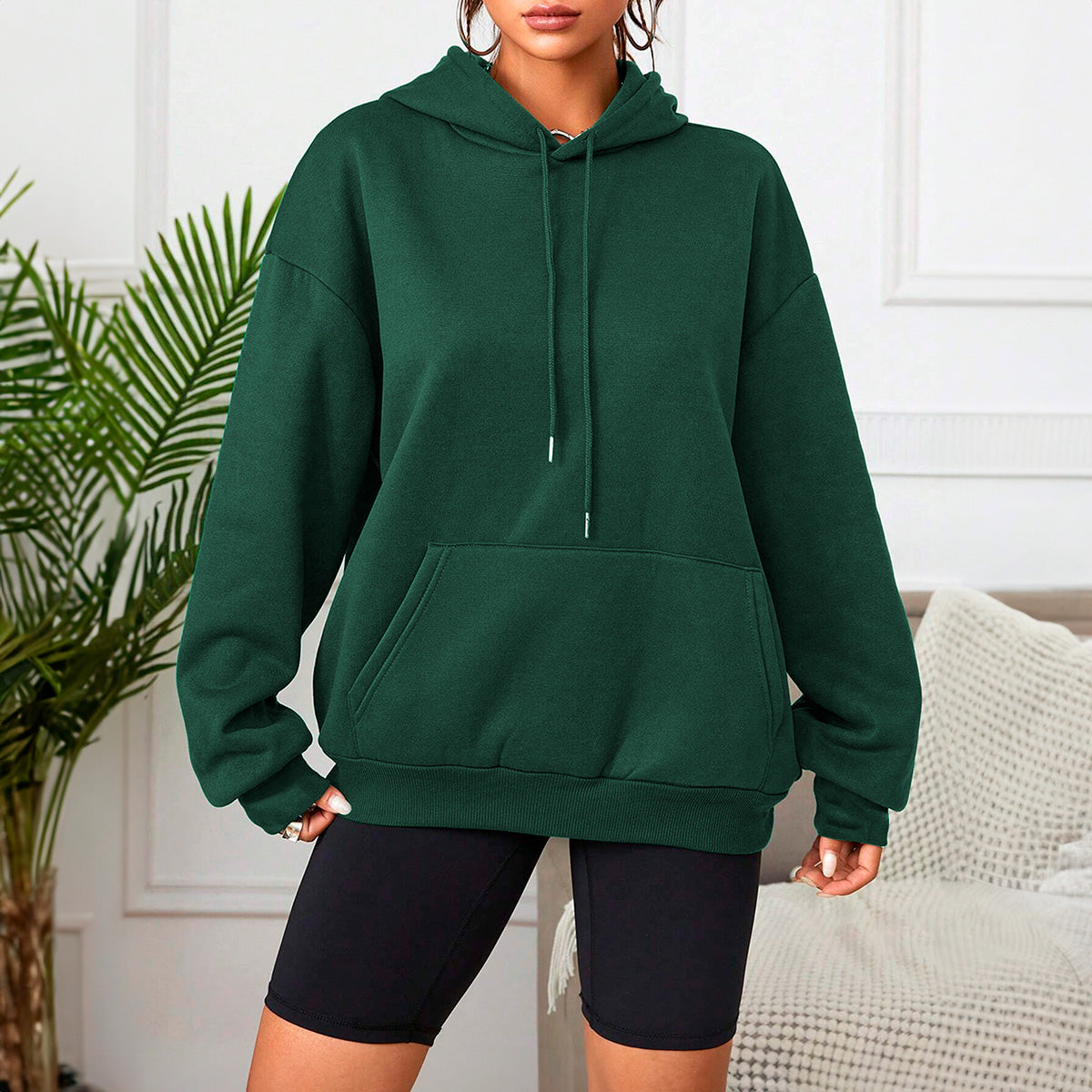 Sudadera con Capucha para Mujer Manga Larga Hoodie sin Cierre