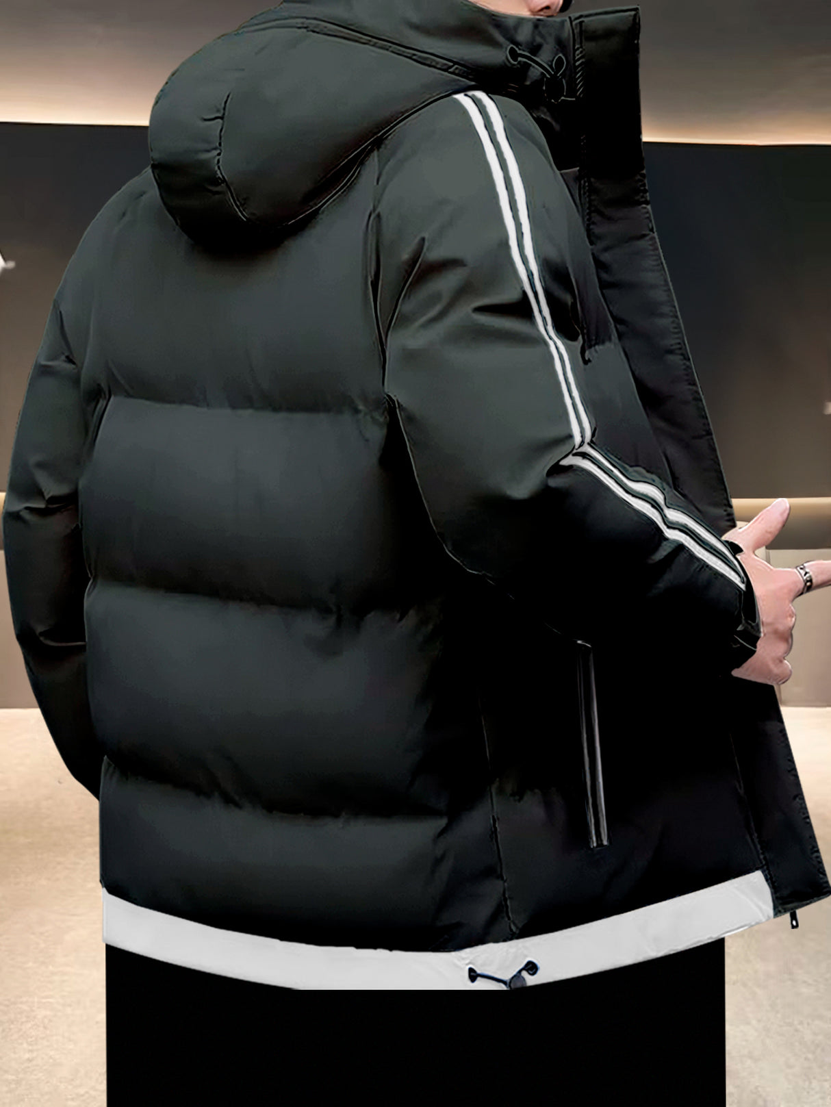 Chamarra para Hombre Impermeable de Invierno, Moderna, Cierre con Capucha, Estilo Casual, Cálida.