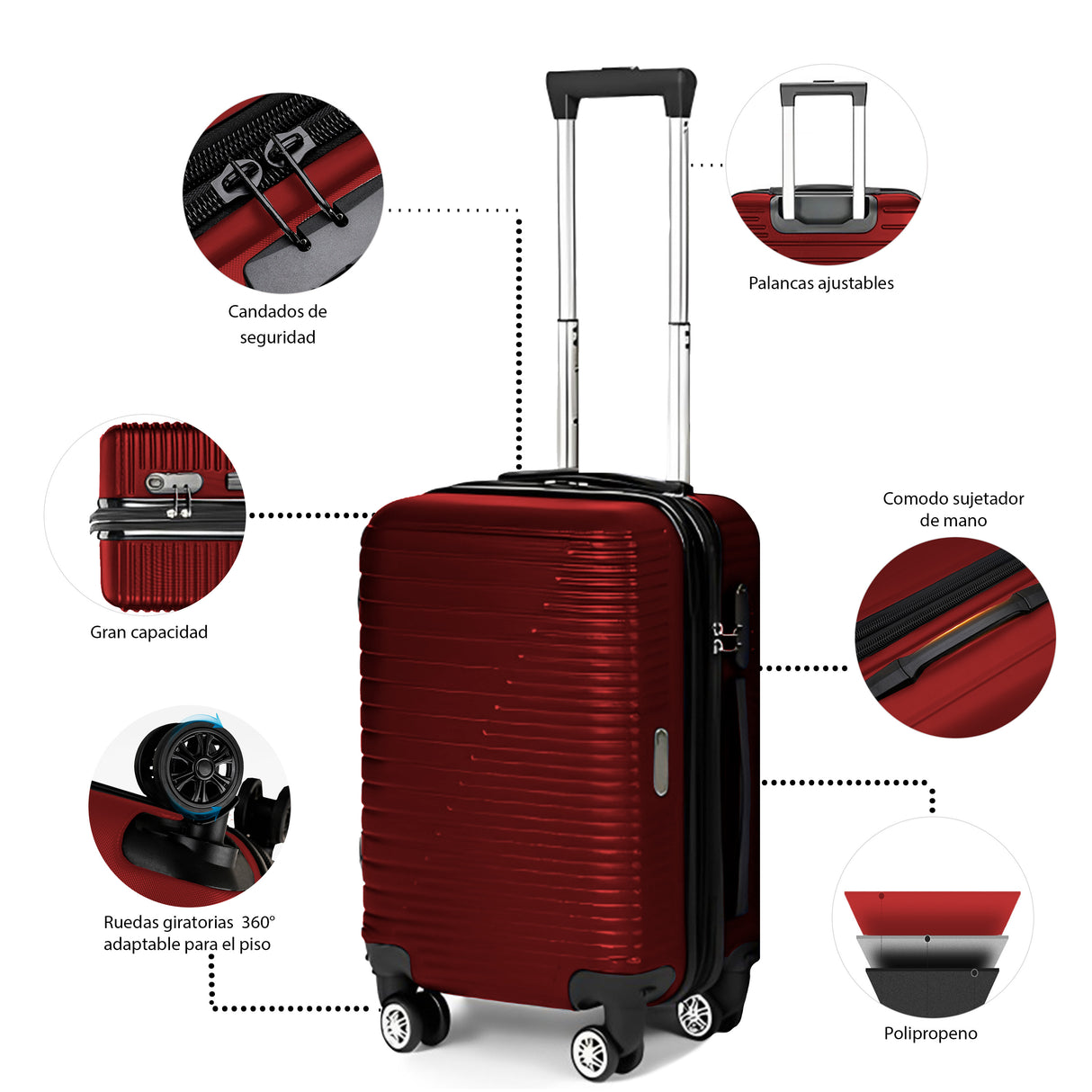 Maleta de Viaje de Mano A Bordo Con Candado De Seguridad