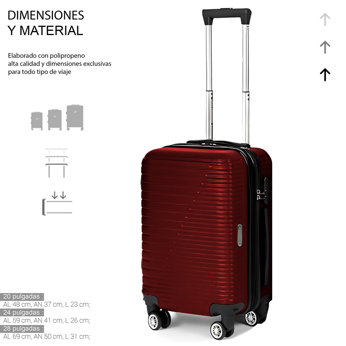 Maleta de Viaje de Mano A Bordo Con Candado De Seguridad