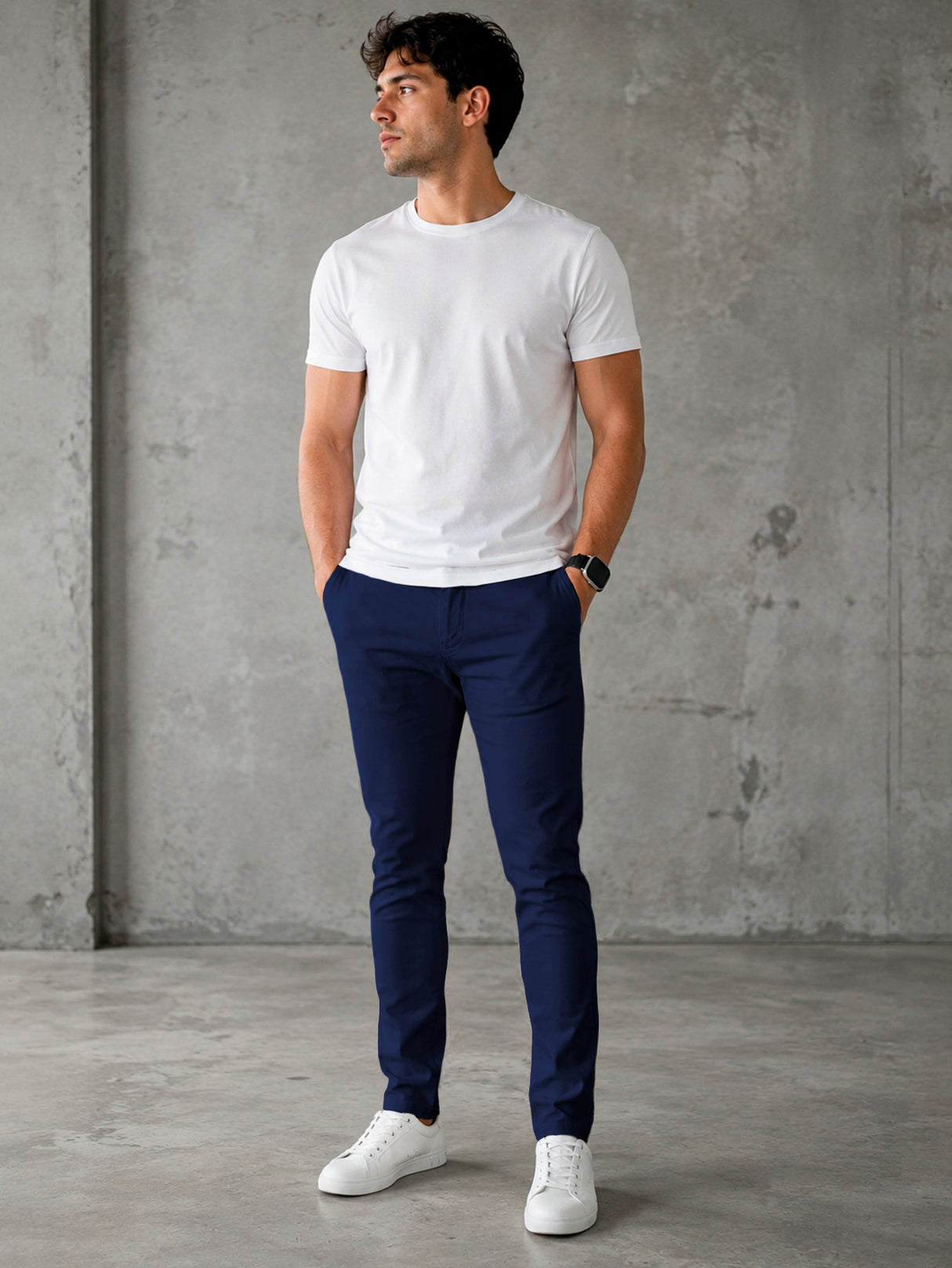 Pantalón De Vestir Casual Hombre Skinny Slim Fit Gabardina
