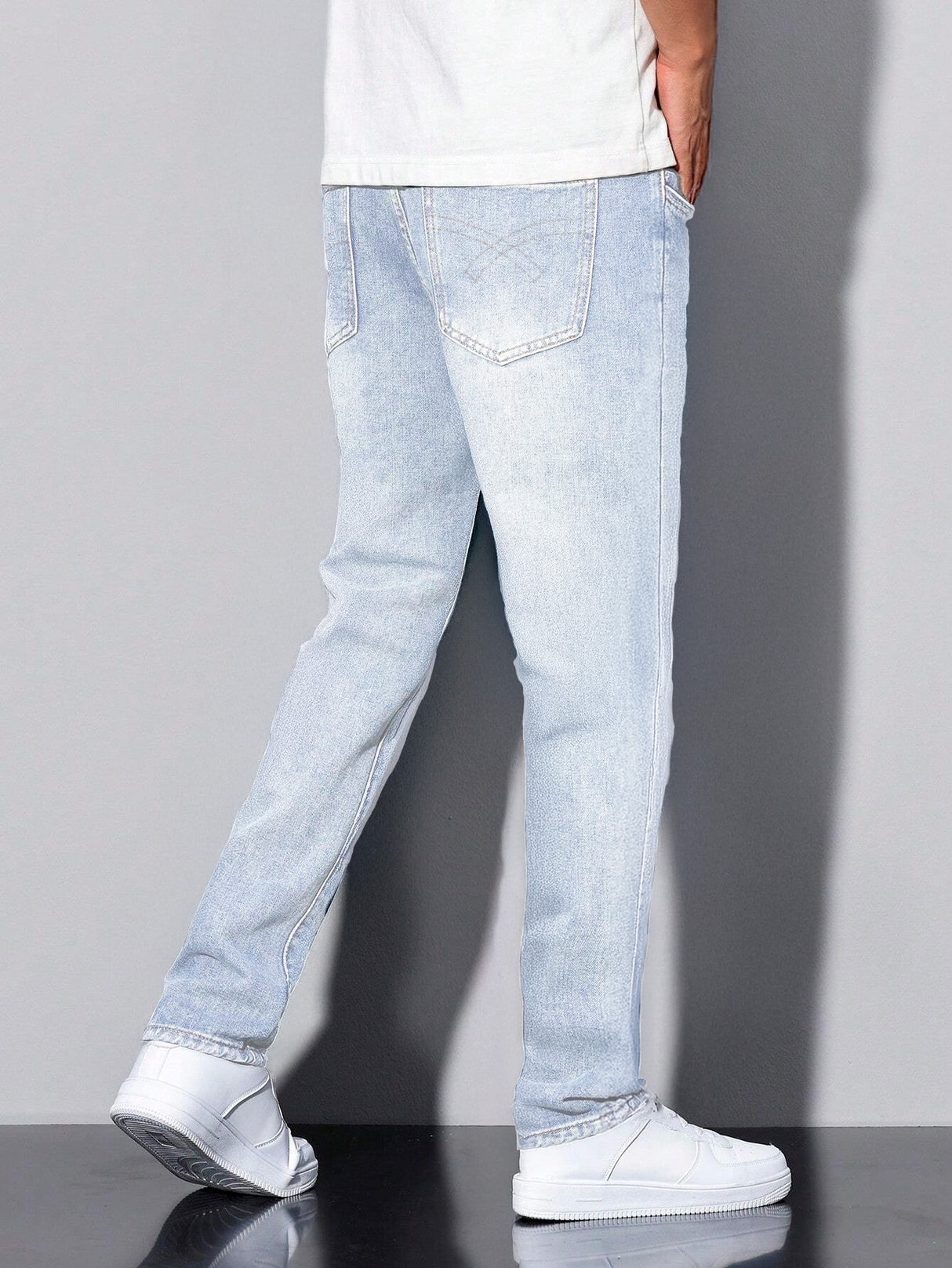 Jeans Clasico Para hombre Pantalon de Mezclilla Corte Regular Recto Slim