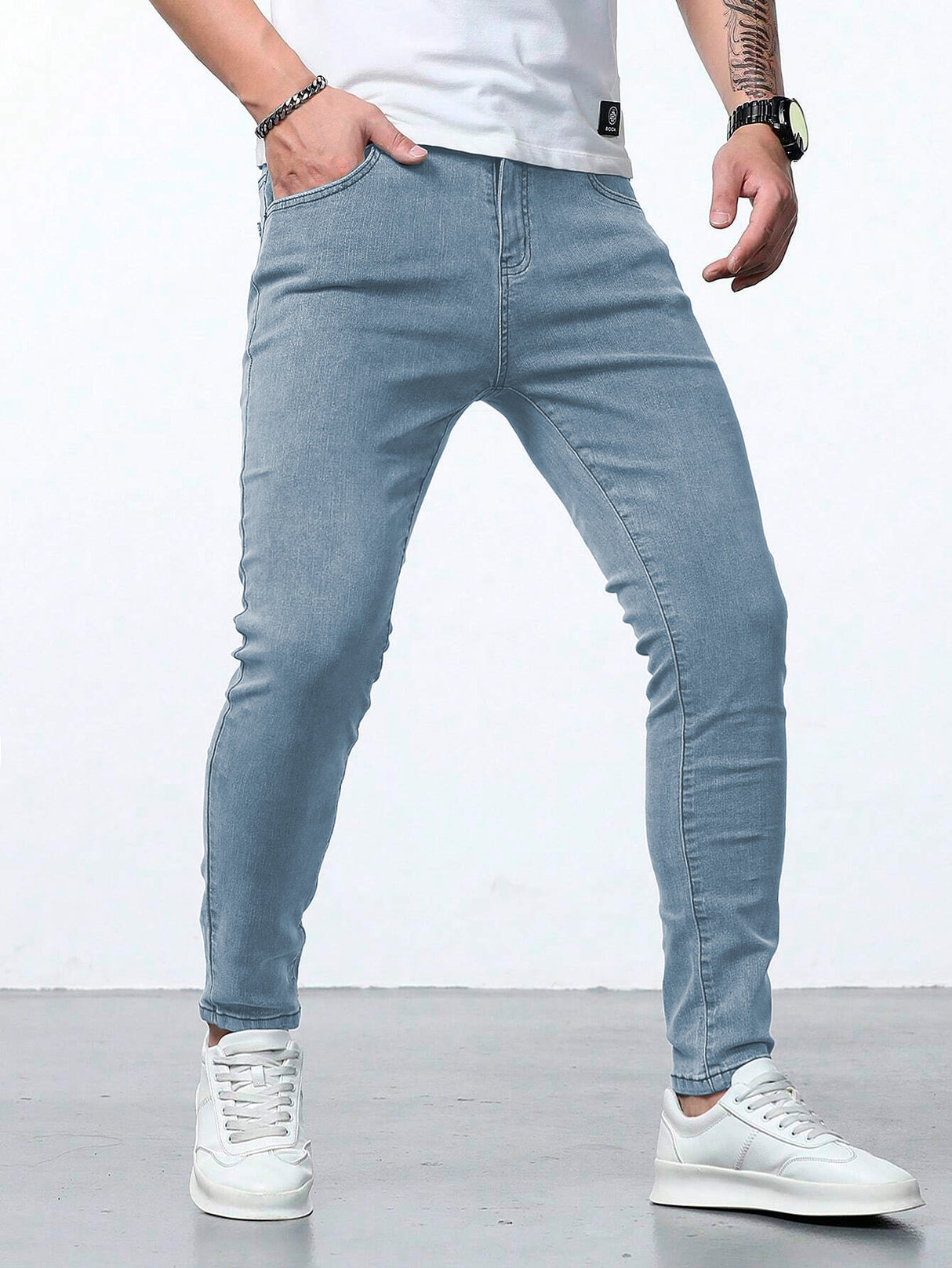 Jeans Ajustados Skinny Fit Pantalón para Hombre de Mezclilla Slim Casual Transpirable