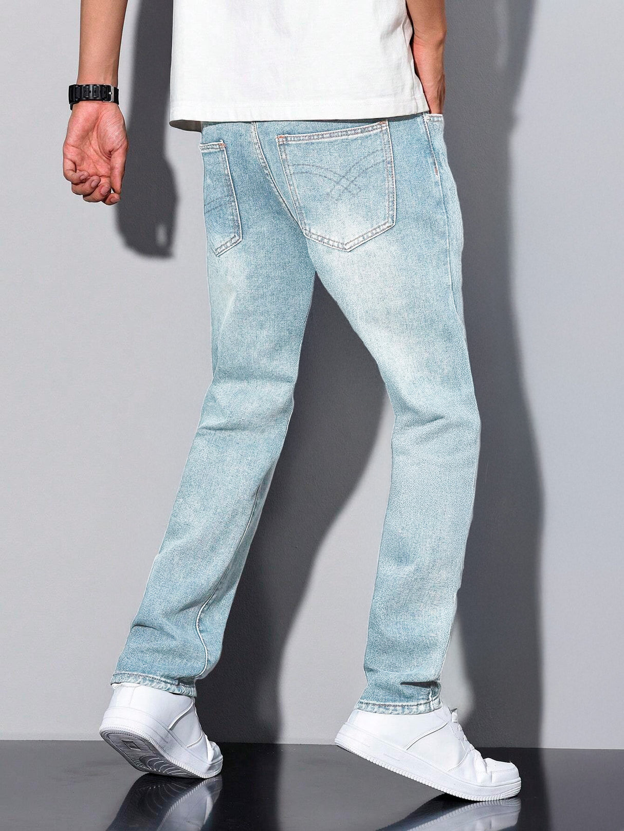 Jeans Clasico Para hombre Pantalon de Mezclilla Corte Regular Recto Slim