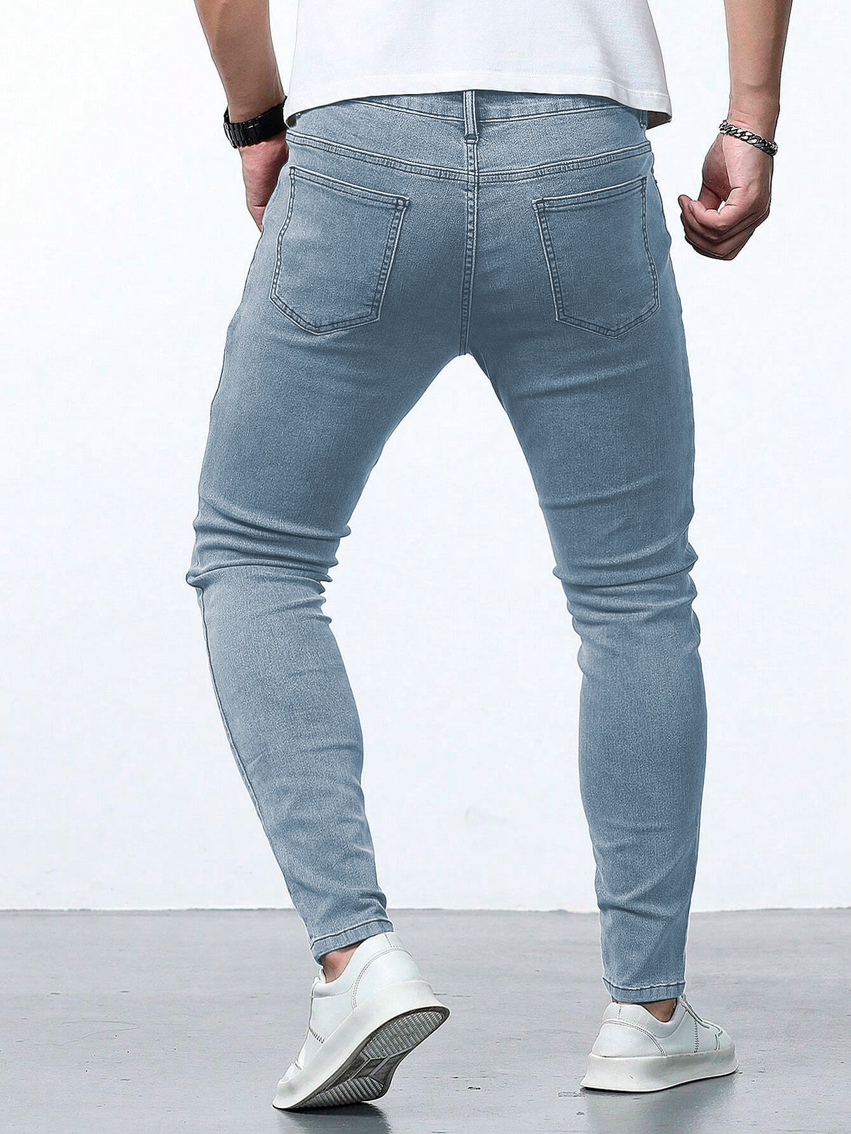 Jeans Ajustados Skinny Fit Pantalón para Hombre de Mezclilla Slim Casual Transpirable