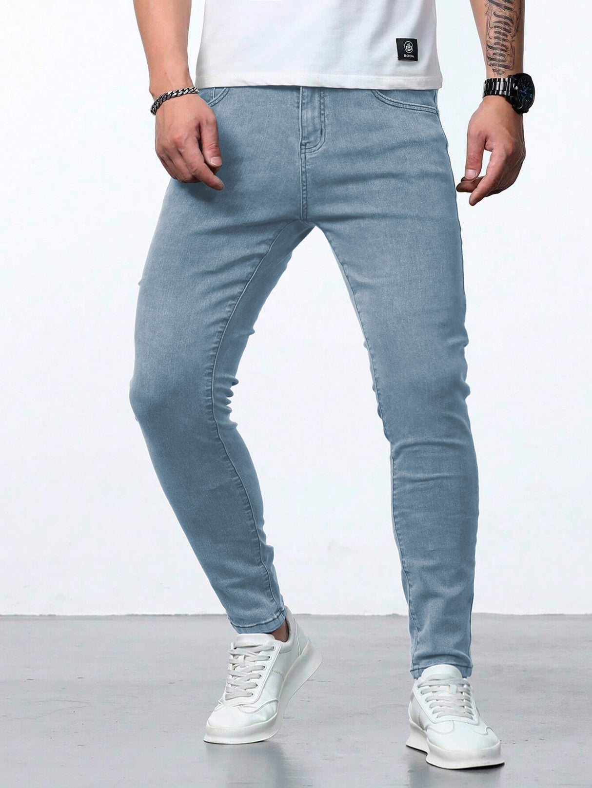 Jeans Ajustados Skinny Fit Pantalón para Hombre de Mezclilla Slim Casual Transpirable