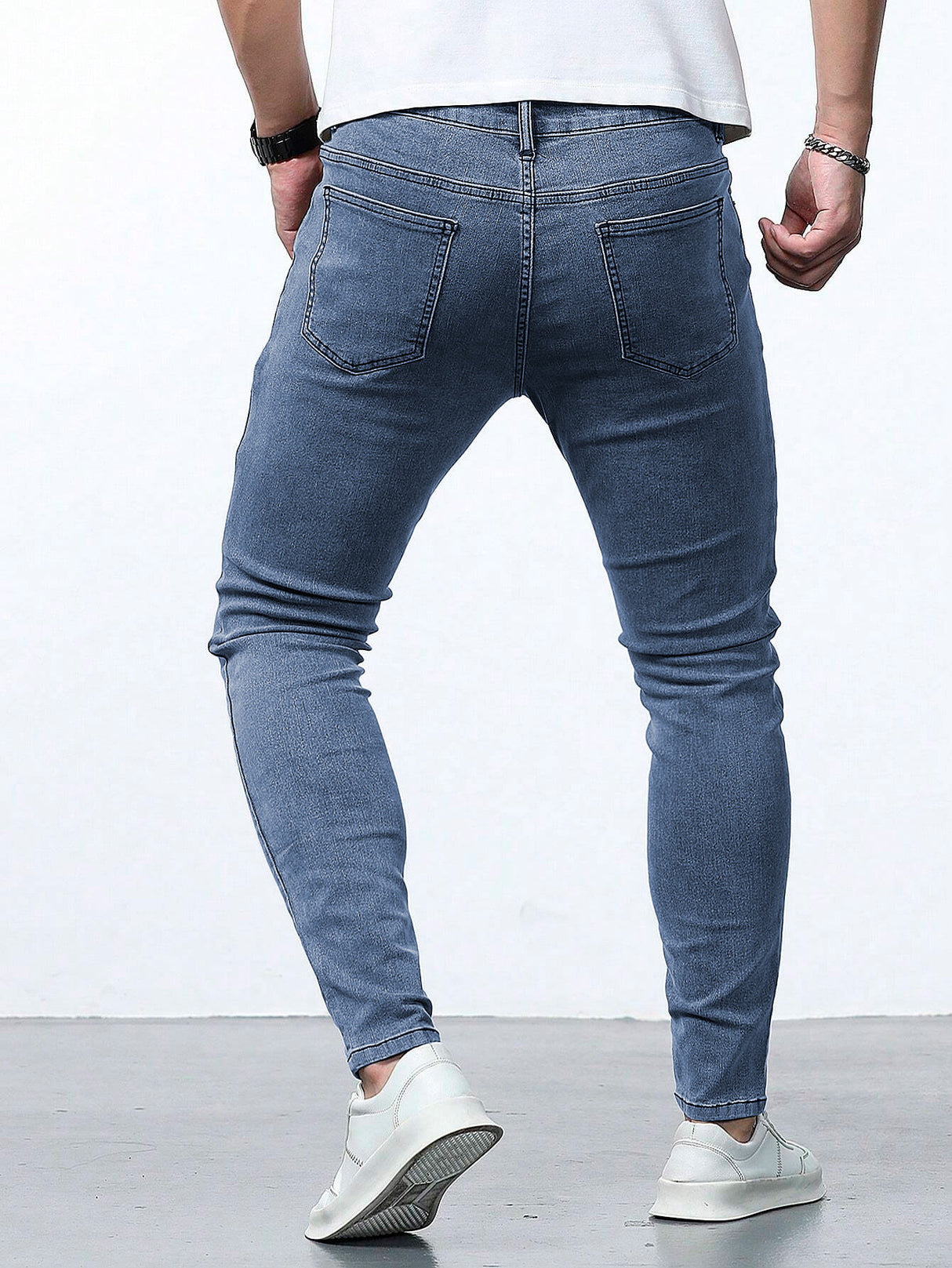 Jeans Ajustados Skinny Fit Pantalón para Hombre de Mezclilla Slim Casual Transpirable
