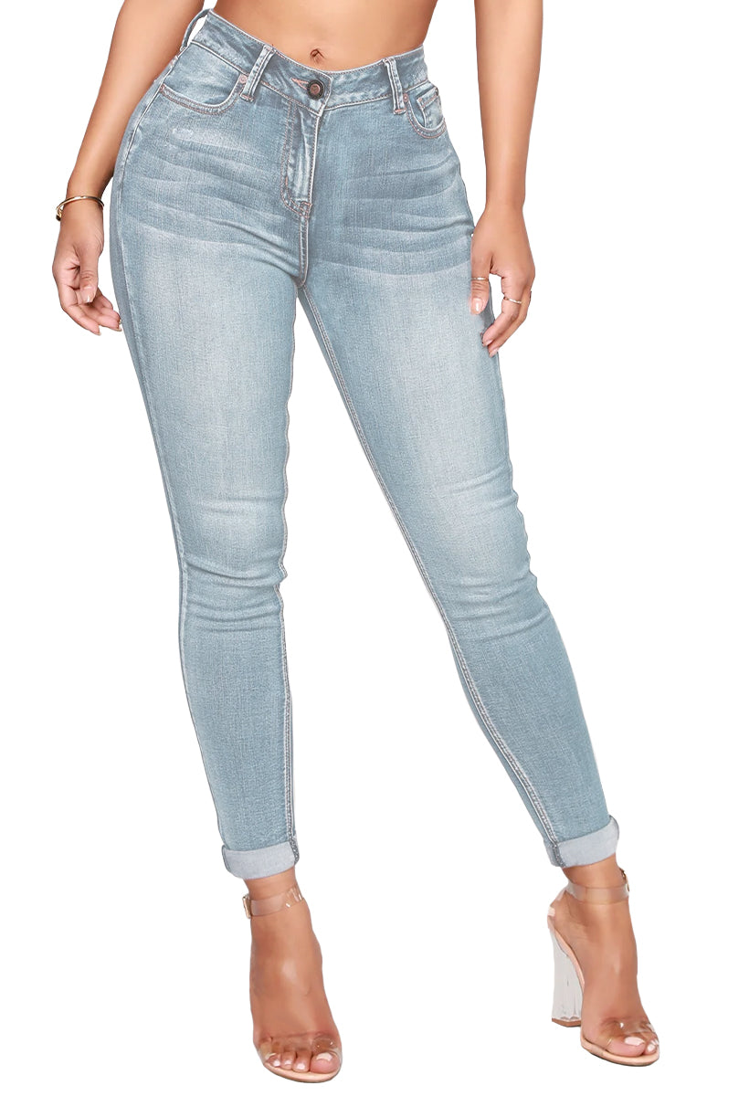 Jeans Dama Stretch Mezclilla Pantalon Corte Alto