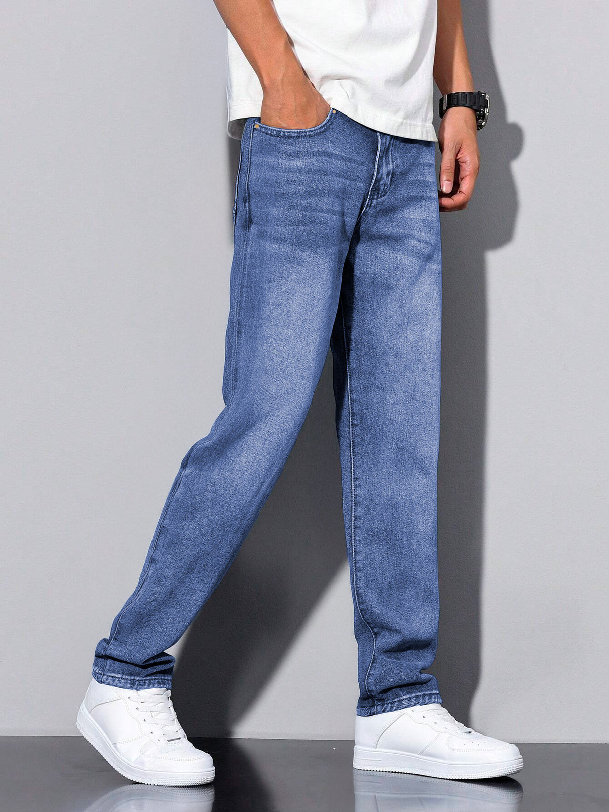 Jeans Clasico Para hombre Pantalon de Mezclilla Corte Regular Recto Slim Mayoreo